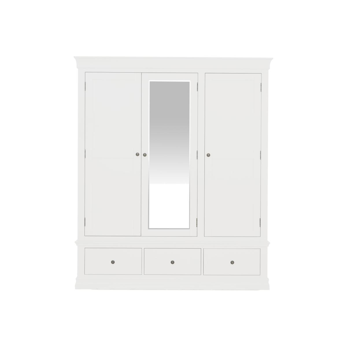 Tiverton 3 Door 3 Drawer Wardrobe - White – image 1