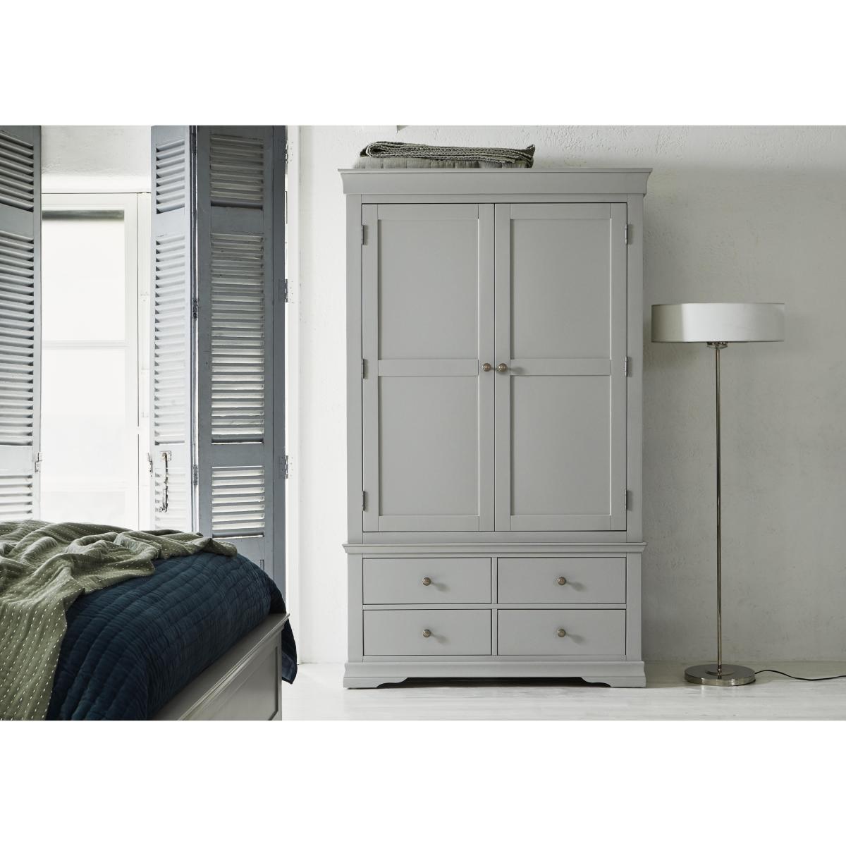 Tiverton 2 Door Gents Wardrobe with Drawers - White – image 2
