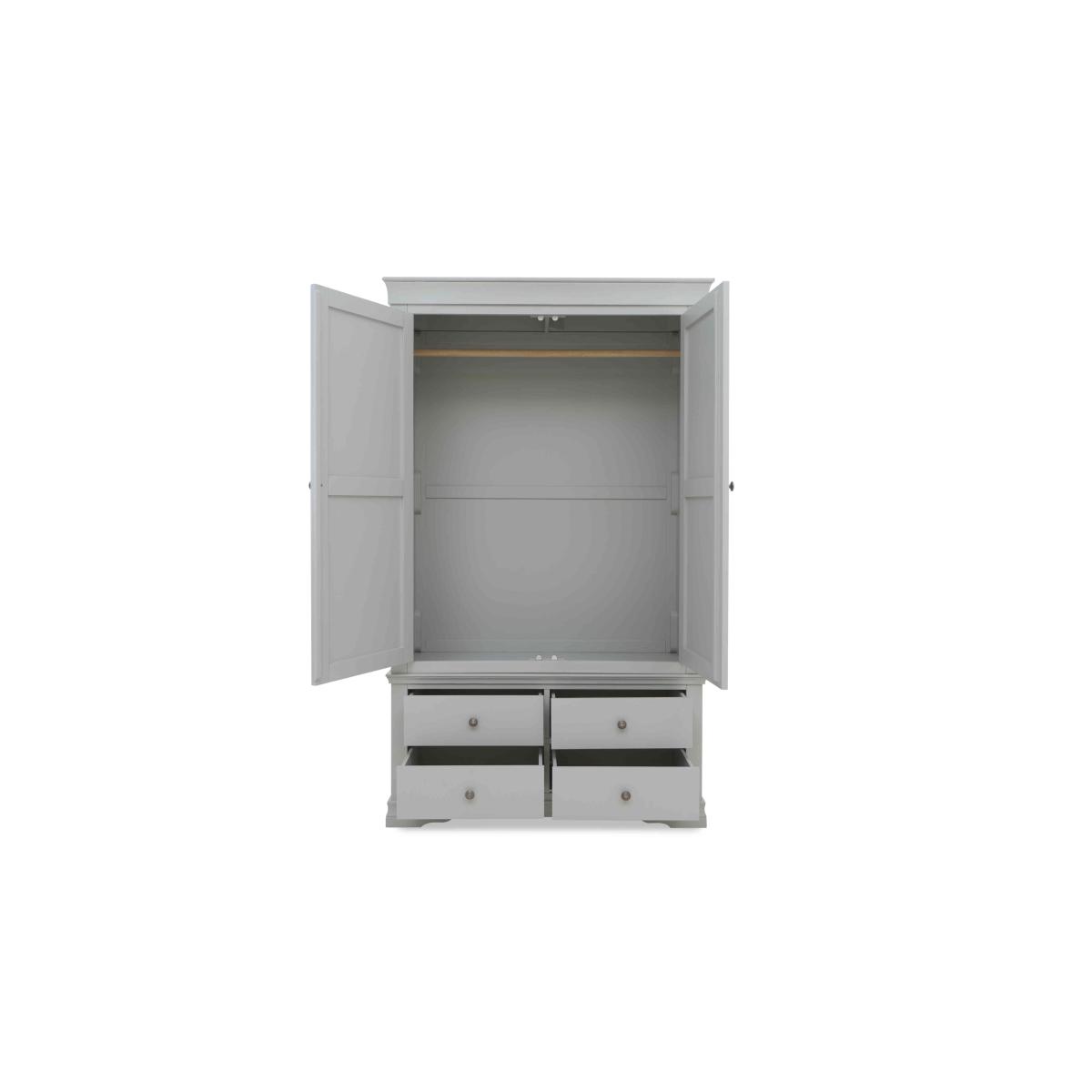 Tiverton 2 Door Gents Wardrobe with Drawers - White – image 6