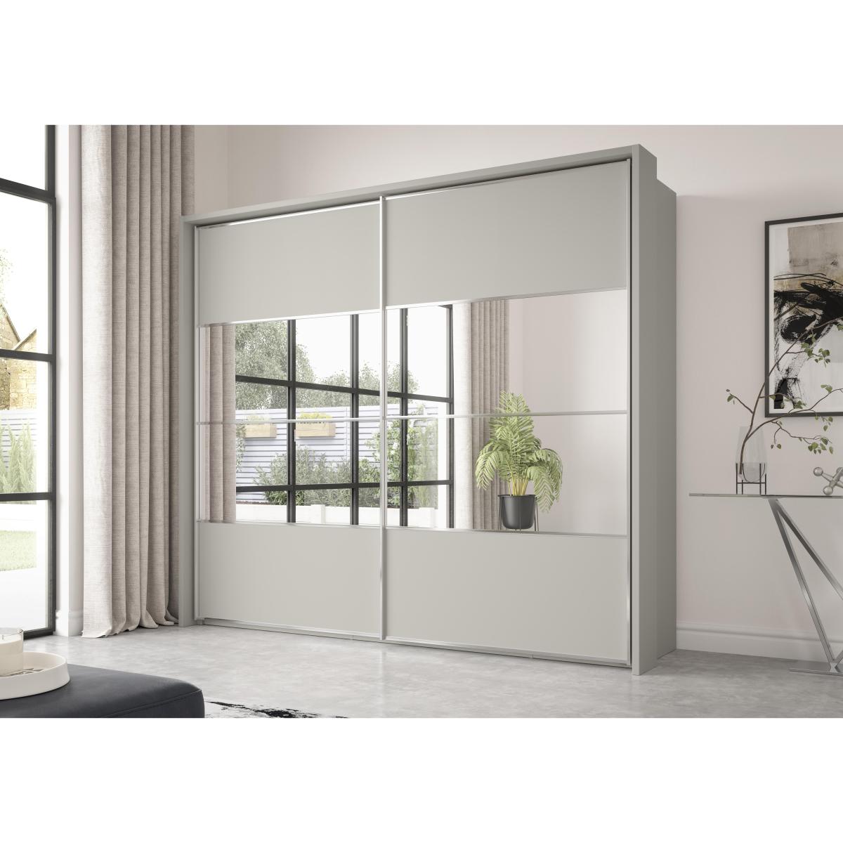 Wiemann - Oakland 260cm Sliding 2 Door Wardrobe with Passe-Partout Frame and Crystal Mirror - White – image 2