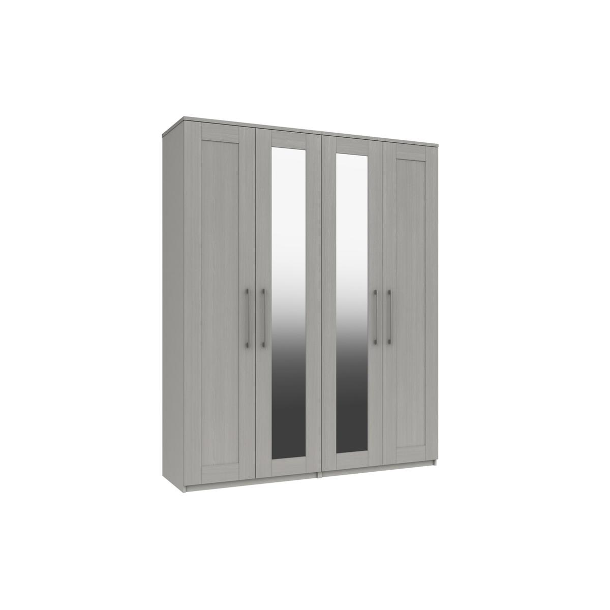 London Bedrooms - Fenchurch 4 Door Tall Wardrobe with Mirrors - Grey – image 2