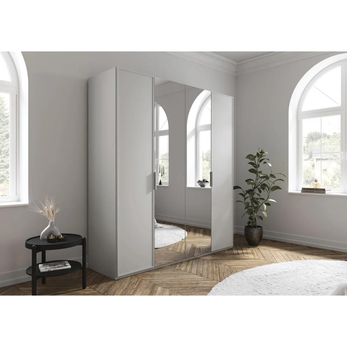 Rauch - Cadre 201cm 4 Door Hinged Wardrobe with 2 Mirror Doors - Sonoma Oak – image 2