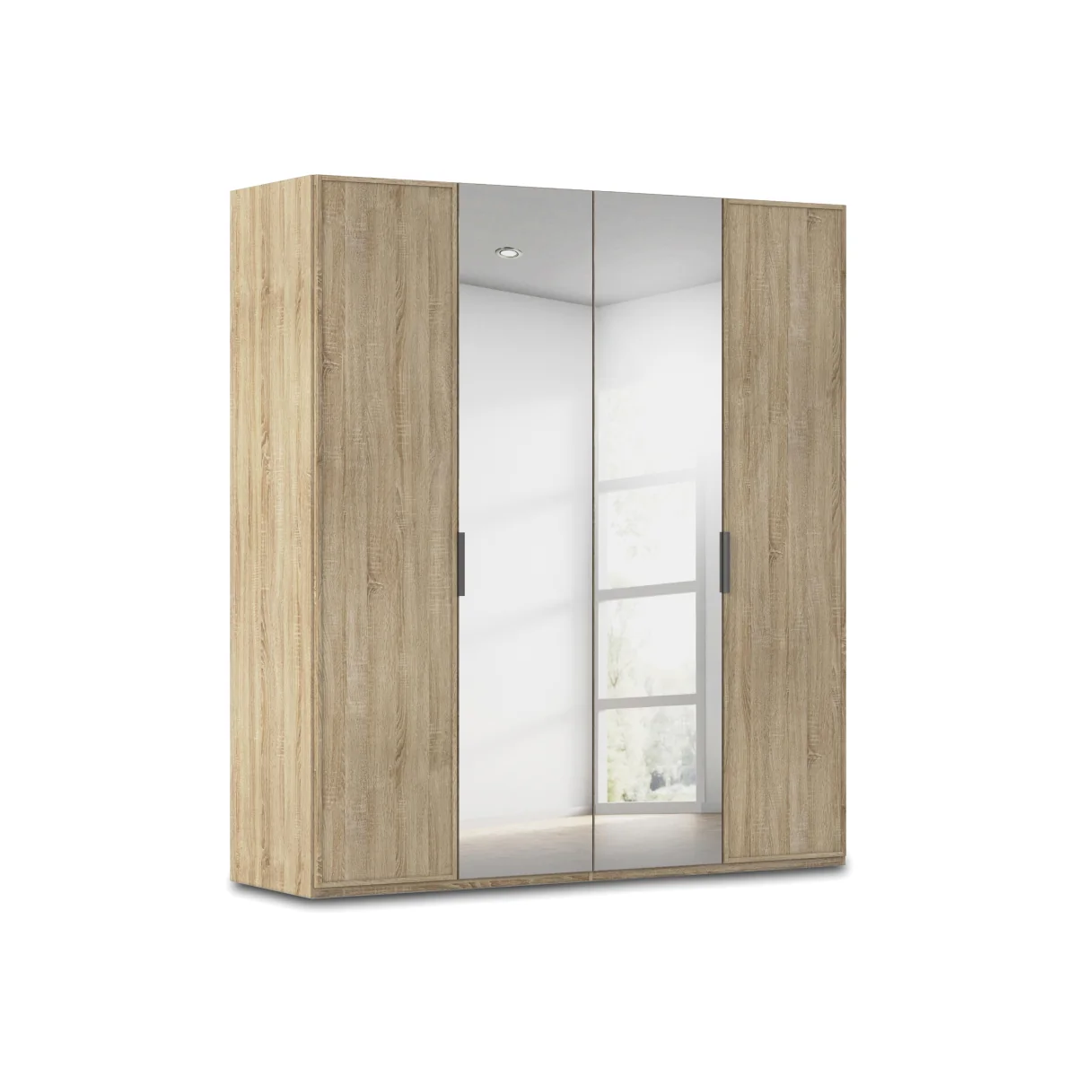 Rauch - Cadre 201cm 4 Door Hinged Wardrobe with 2 Mirror Doors - Sonoma Oak – image 1