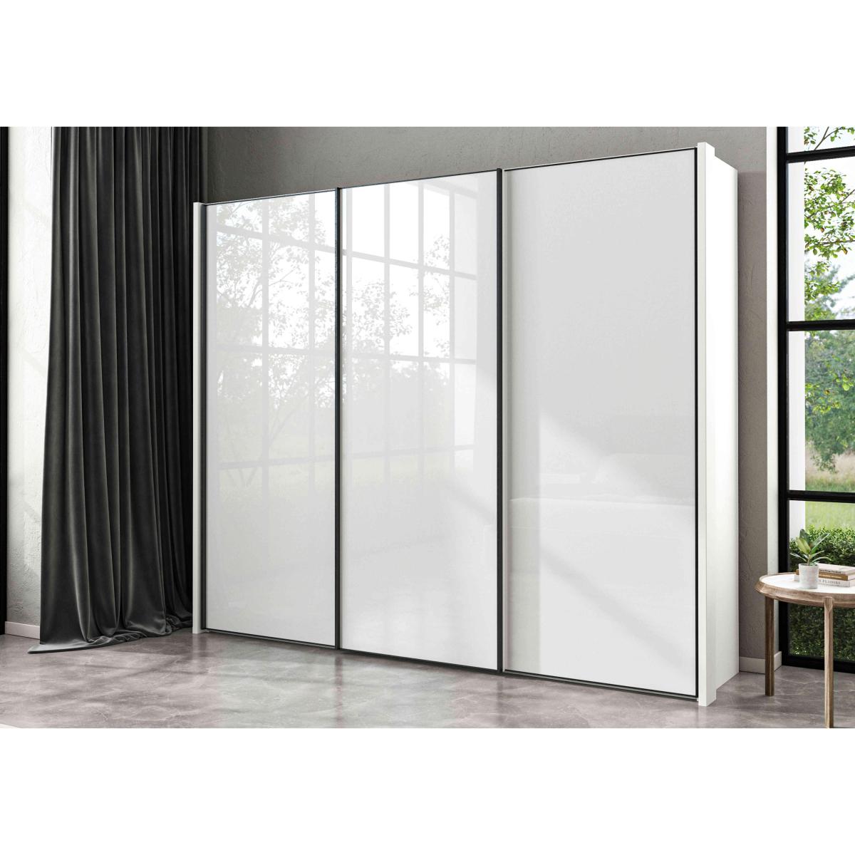 Wiemann - Dallas 260cm 3 Door Sliding Glass Wardrobe - Oak and White – image 2