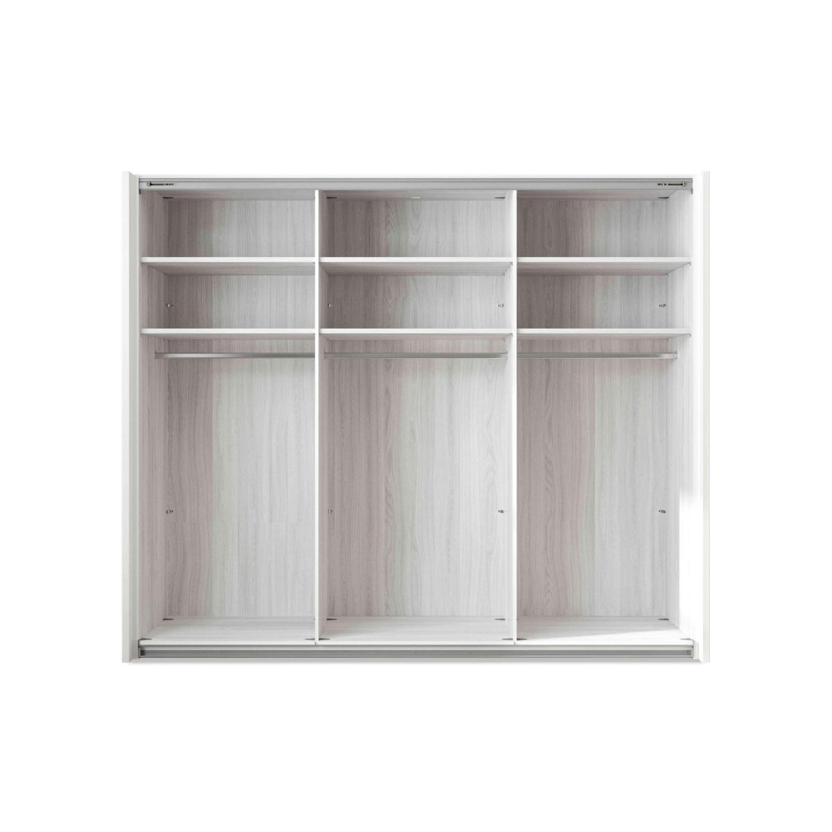 Wiemann - Dallas 260cm 3 Door Sliding Glass Wardrobe - Oak and White – image 4