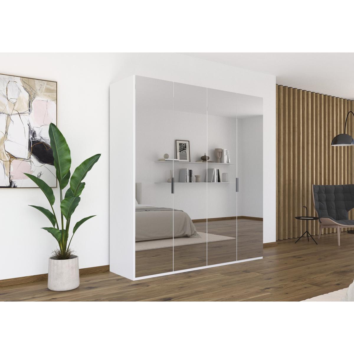 Rauch - Formes 4 Door Bifold Wardrobe with Mirror Doors - Graphite/Basalt Front – image 2