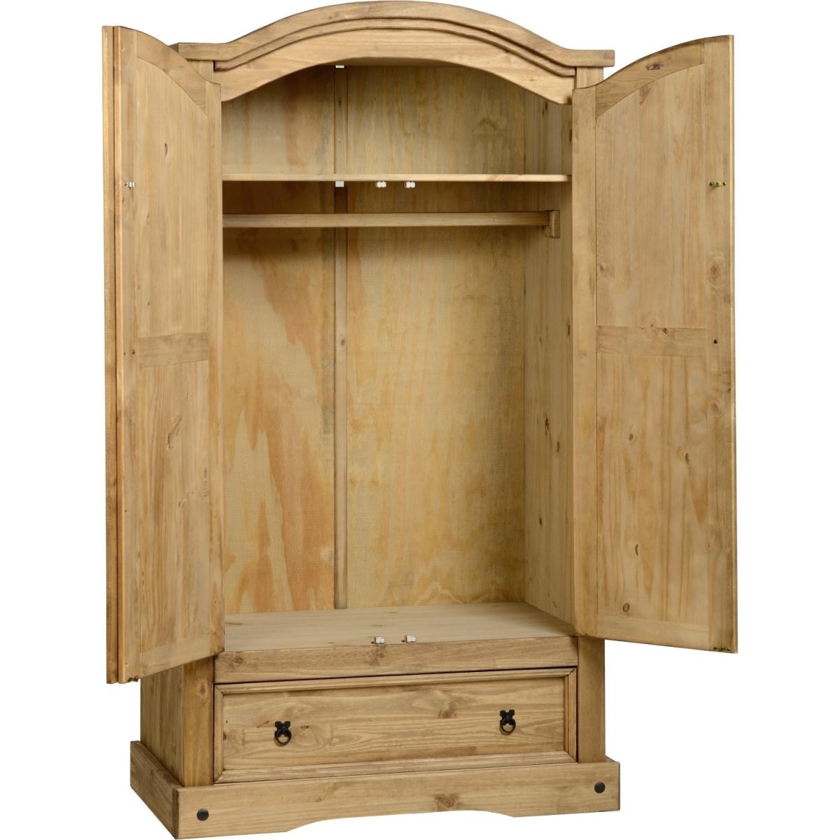 Corona 2 Door 1 Drawer Wardrobe in Pine - Seconique – image 2