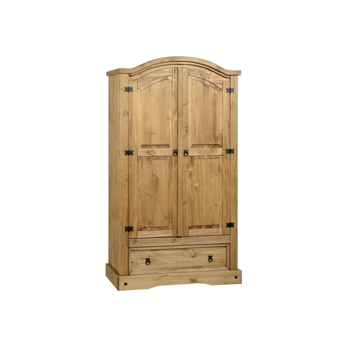 Corona 2 Door 1 Drawer Wardrobe in Pine - Seconique – image 1