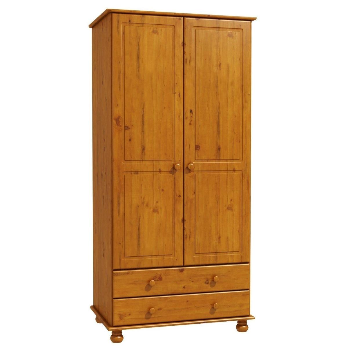 Pine 2 Door Double Wardrobe with Drawers - Hamilton – image 4