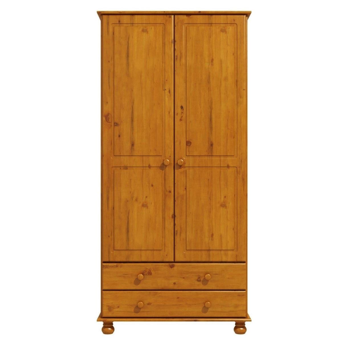 Pine 2 Door Double Wardrobe with Drawers - Hamilton – image 5