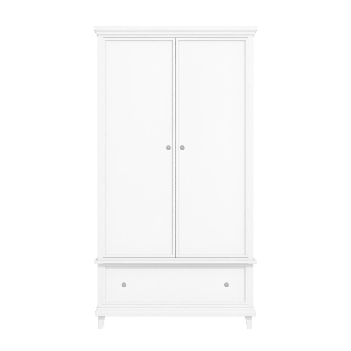 Classic White Wooden Double Wardrobe with Drawer - Georgia – image 3