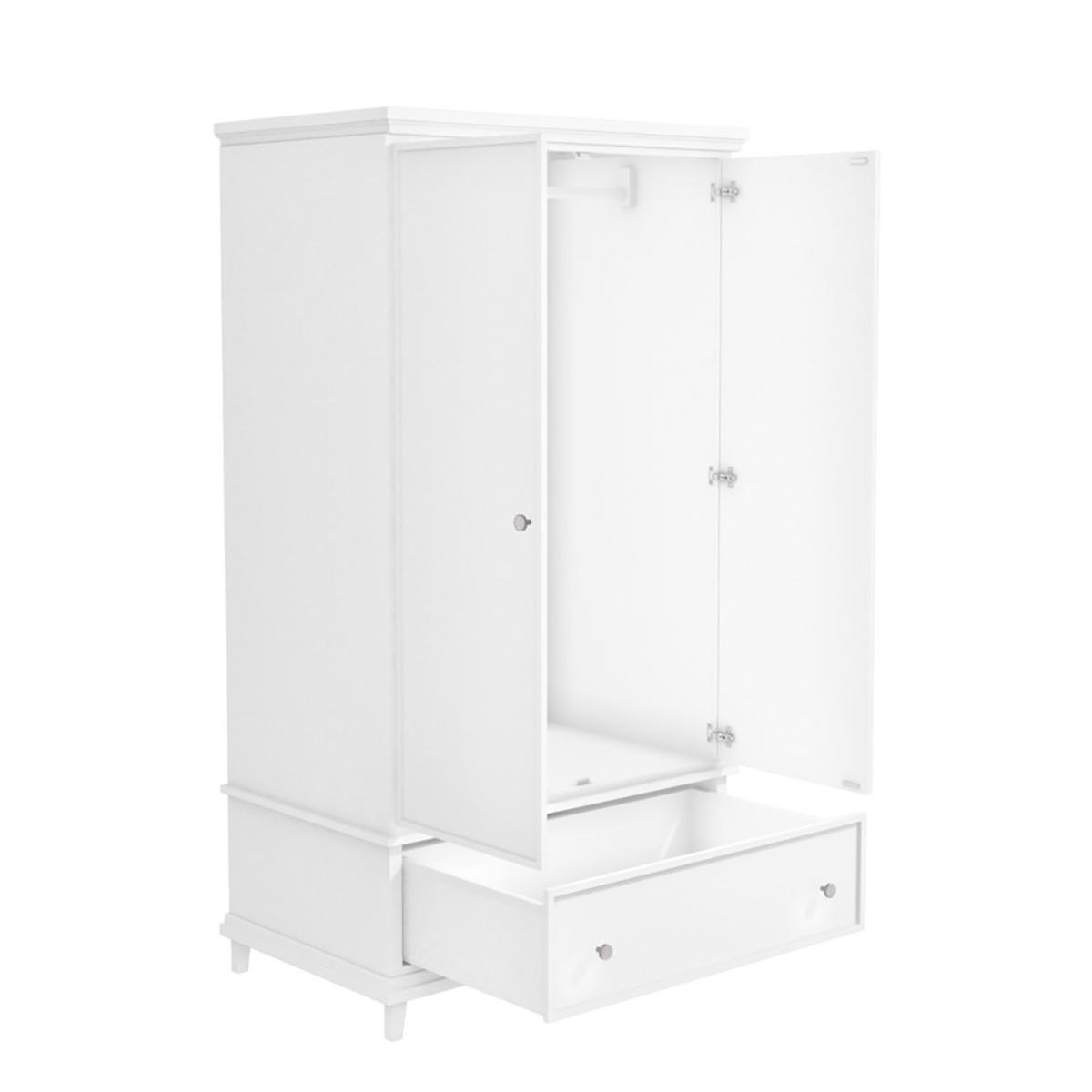 Classic White Wooden Double Wardrobe with Drawer - Georgia – image 5