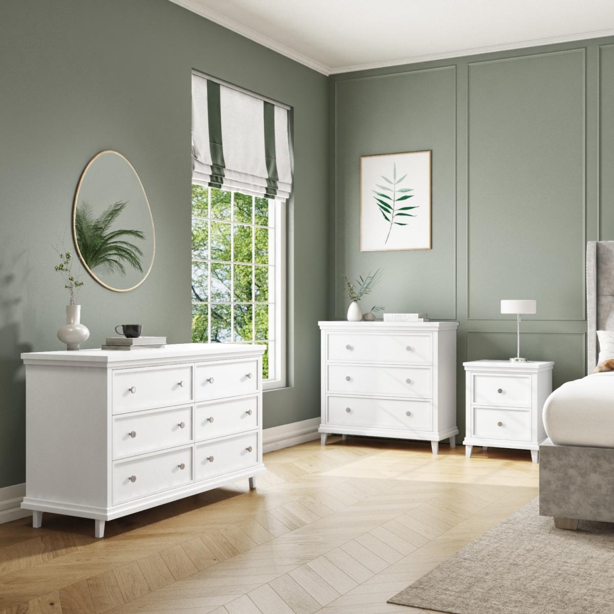 Classic White Wooden Double Wardrobe with Drawer - Georgia – image 6