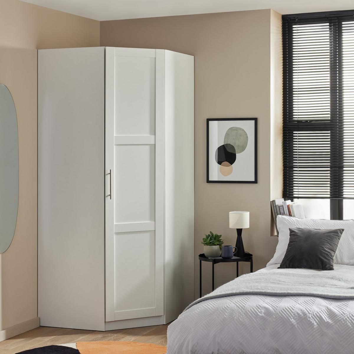 Habitat Munich Panelled Corner 1 Door Wardrobe - White – image 2