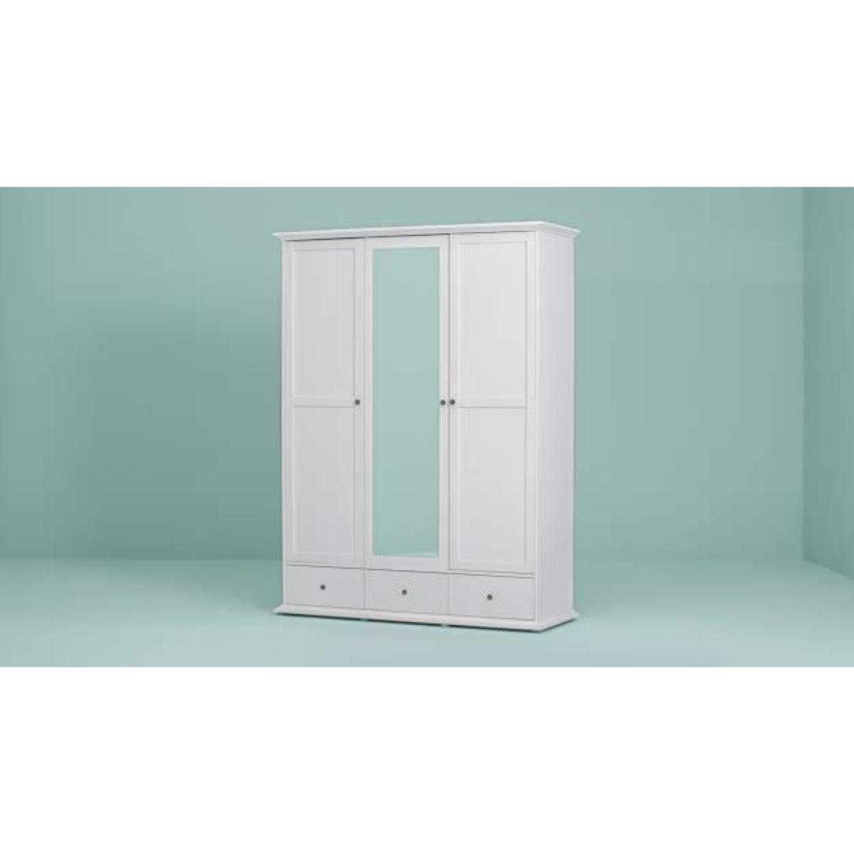 Habitat Heathland 3 Door 3 Drawer Mirror Wardrobe - White – image 2