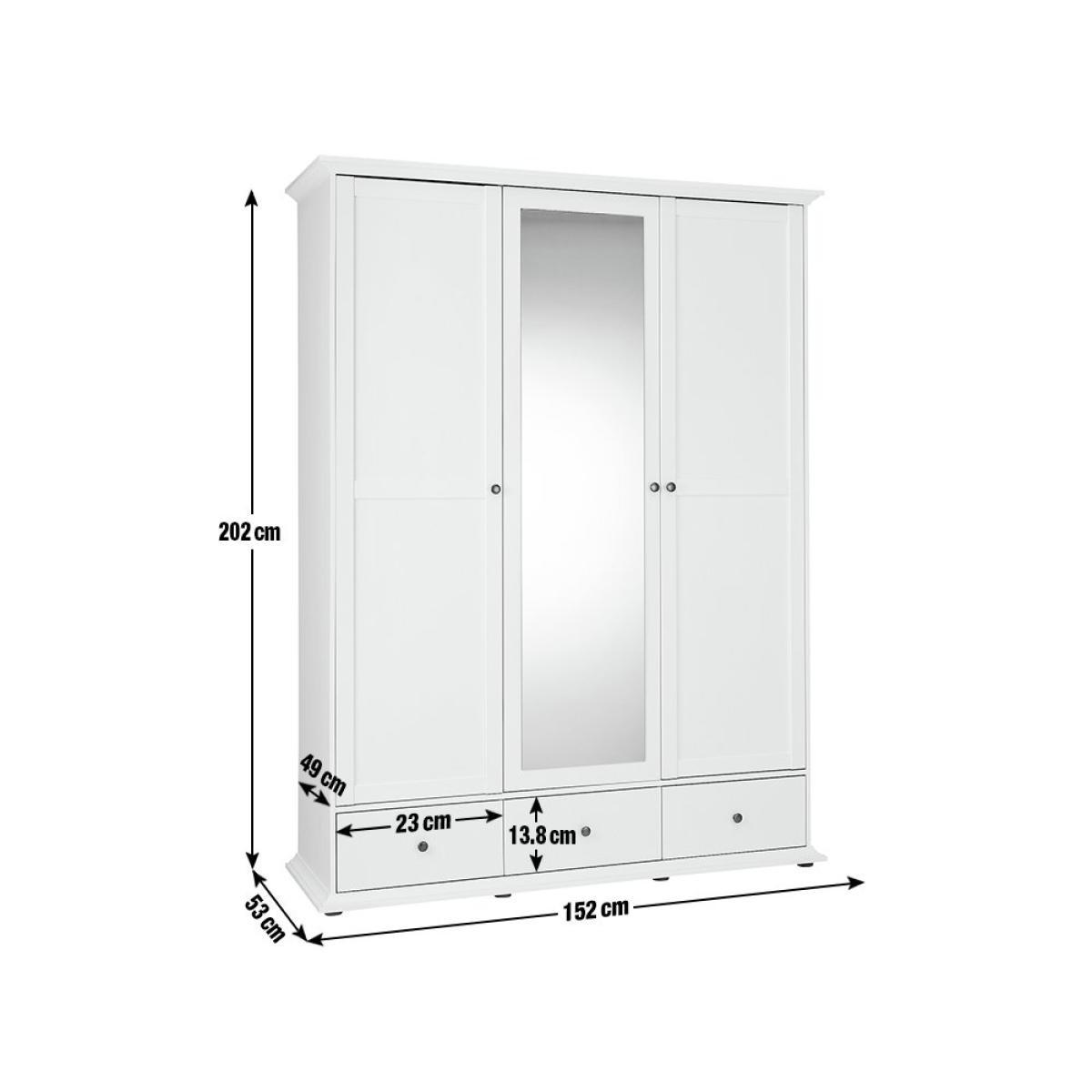 Habitat Heathland 3 Door 3 Drawer Mirror Wardrobe - White – image 12