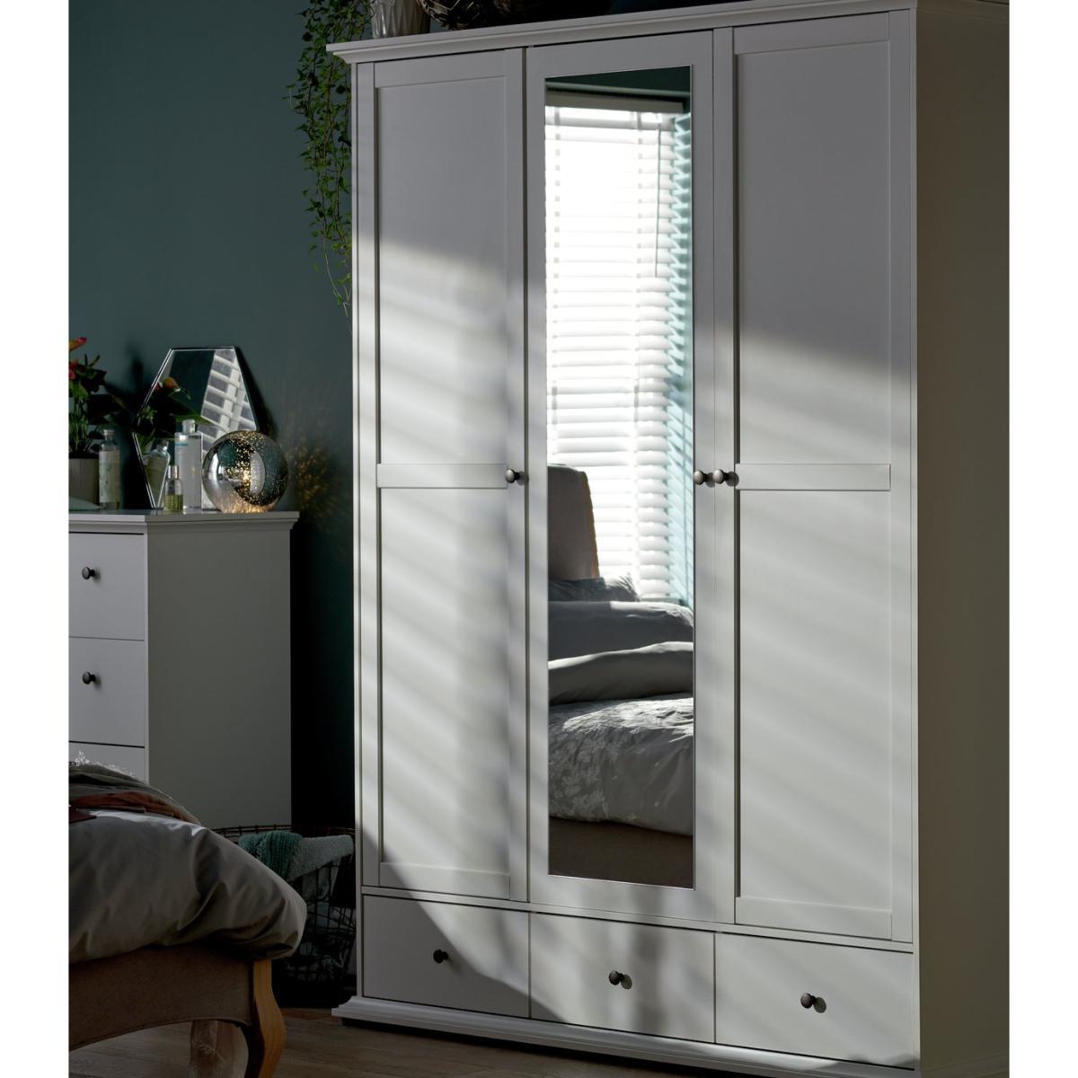Habitat Heathland 3 Door 3 Drawer Mirror Wardrobe - White – image 3
