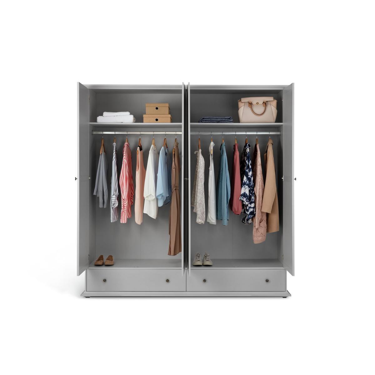 Habitat Heathland 4 Door 2 Drawer Mirror Wardrobe - Grey – image 3