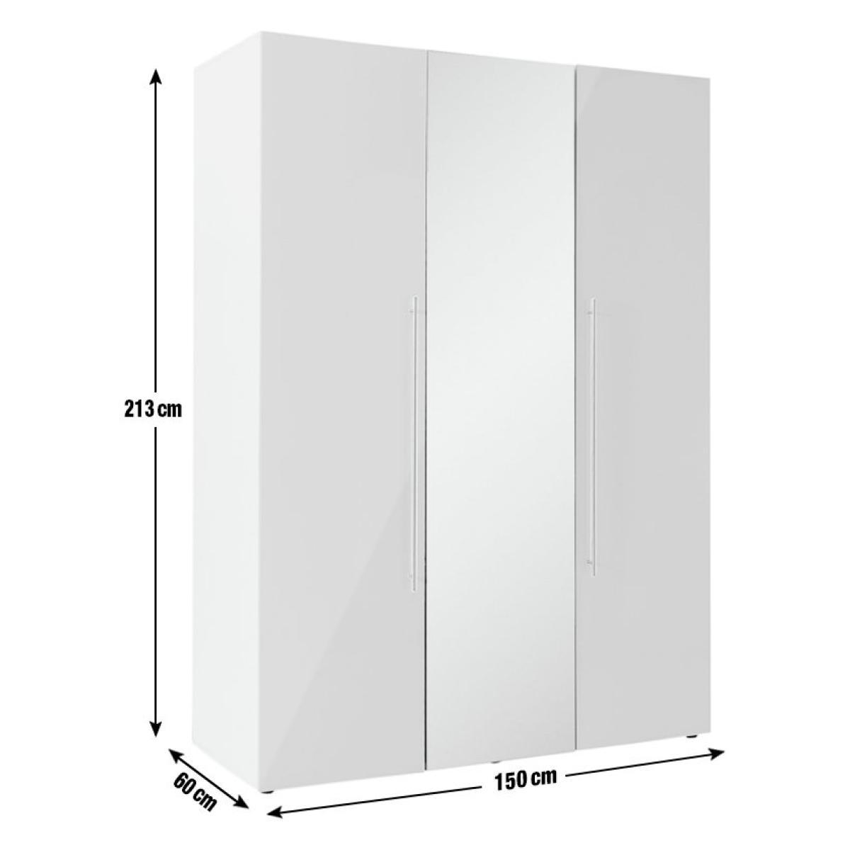 Habitat Atlas 3 Door Mirrored Gloss Wardrobe - White – image 8