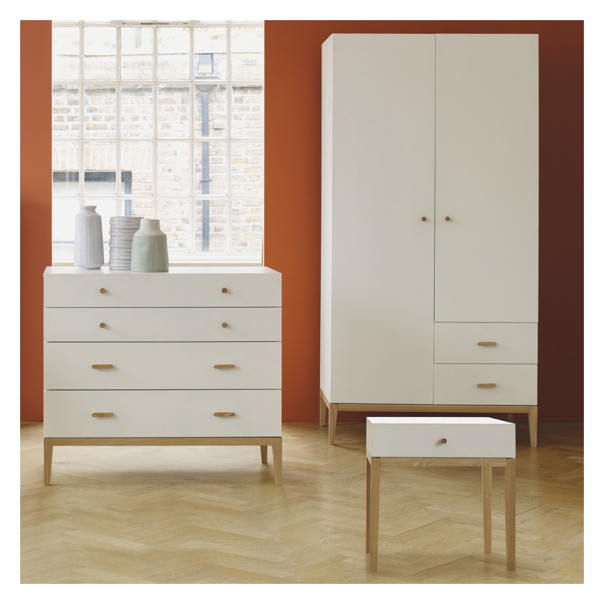 Tatsuma Ash White 2 Door Wardrobe, White – image 3