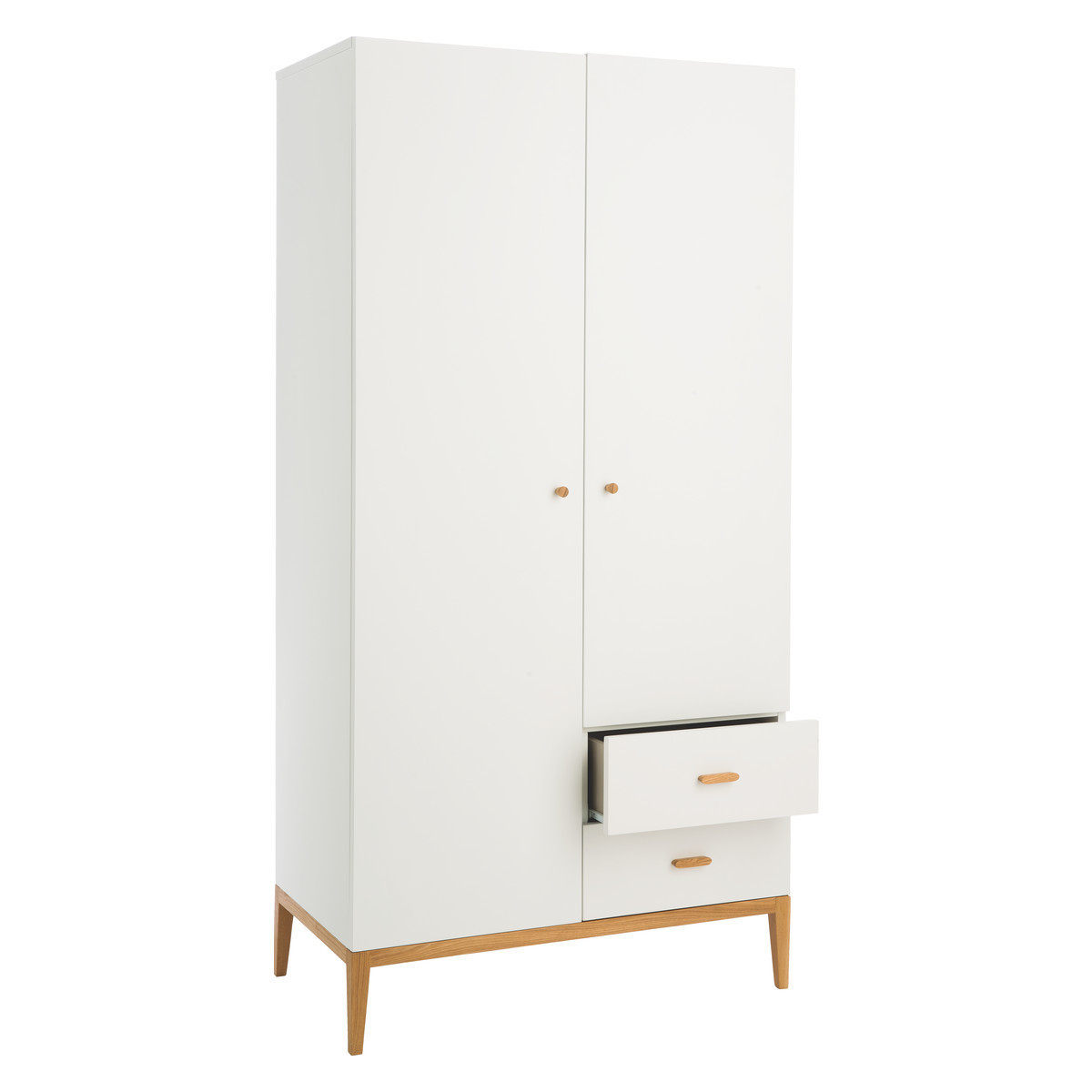Tatsuma Ash White 2 Door Wardrobe, White – image 6