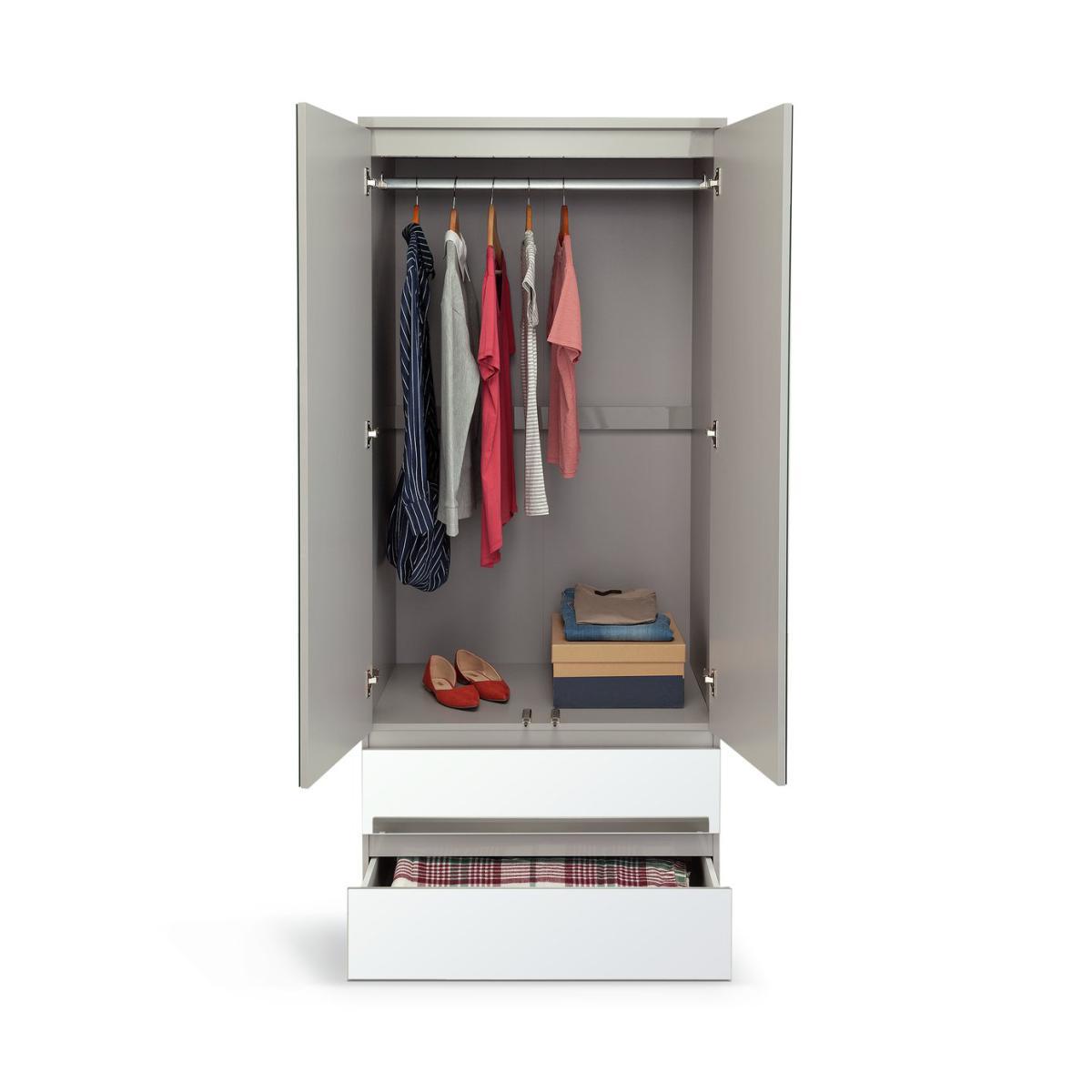 Habitat Jenson Gloss 2 Dr 2 Drw Mirrored Wardrobe - Grey – image 3