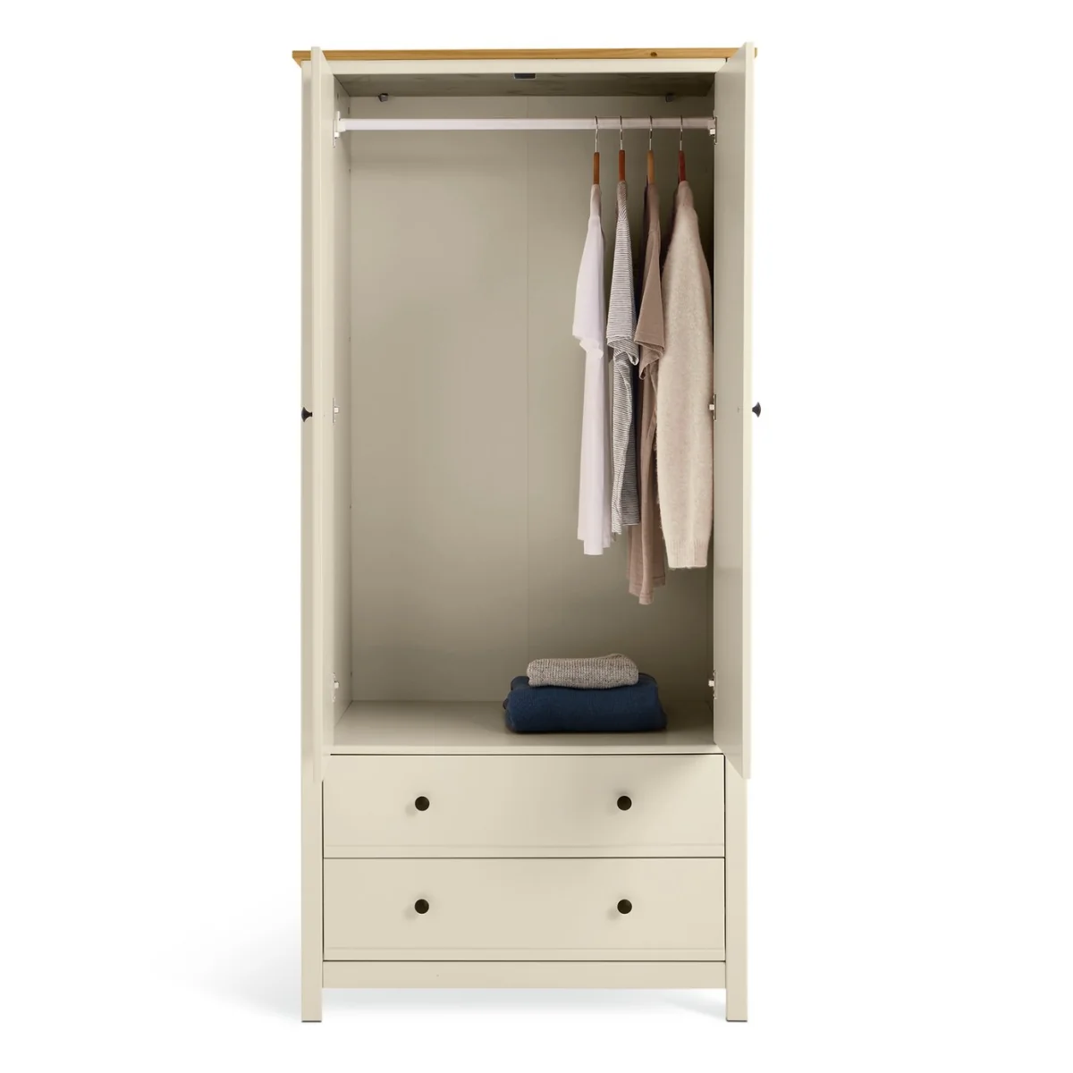 Habitat Brooklyn 2 Door 2 Drawer Wardrobe - Off White & Oak – image 4