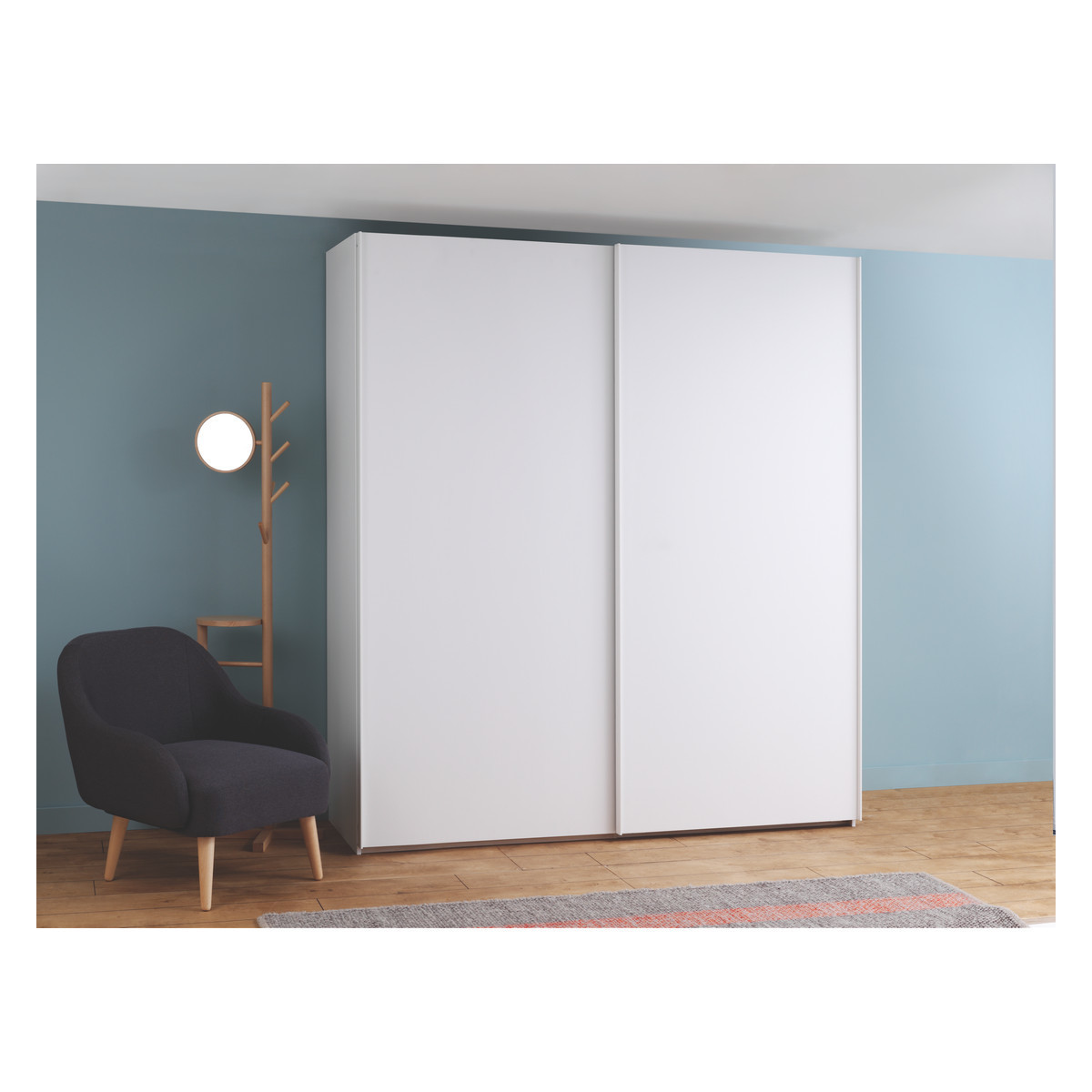 Kripton Mirror&Matt White 2 Door Sliding Wardrobe W200Xh223Cm, White – image 3