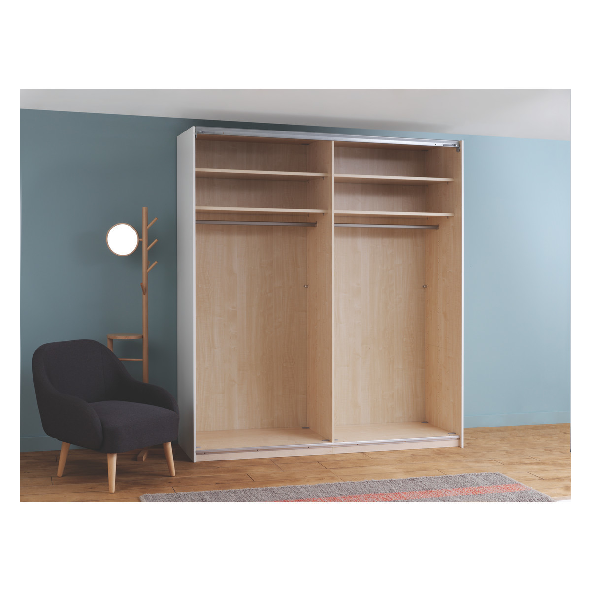 Kripton White Glass 2 Door Sliding Wardrobe W160 X H223Cm, White – image 3