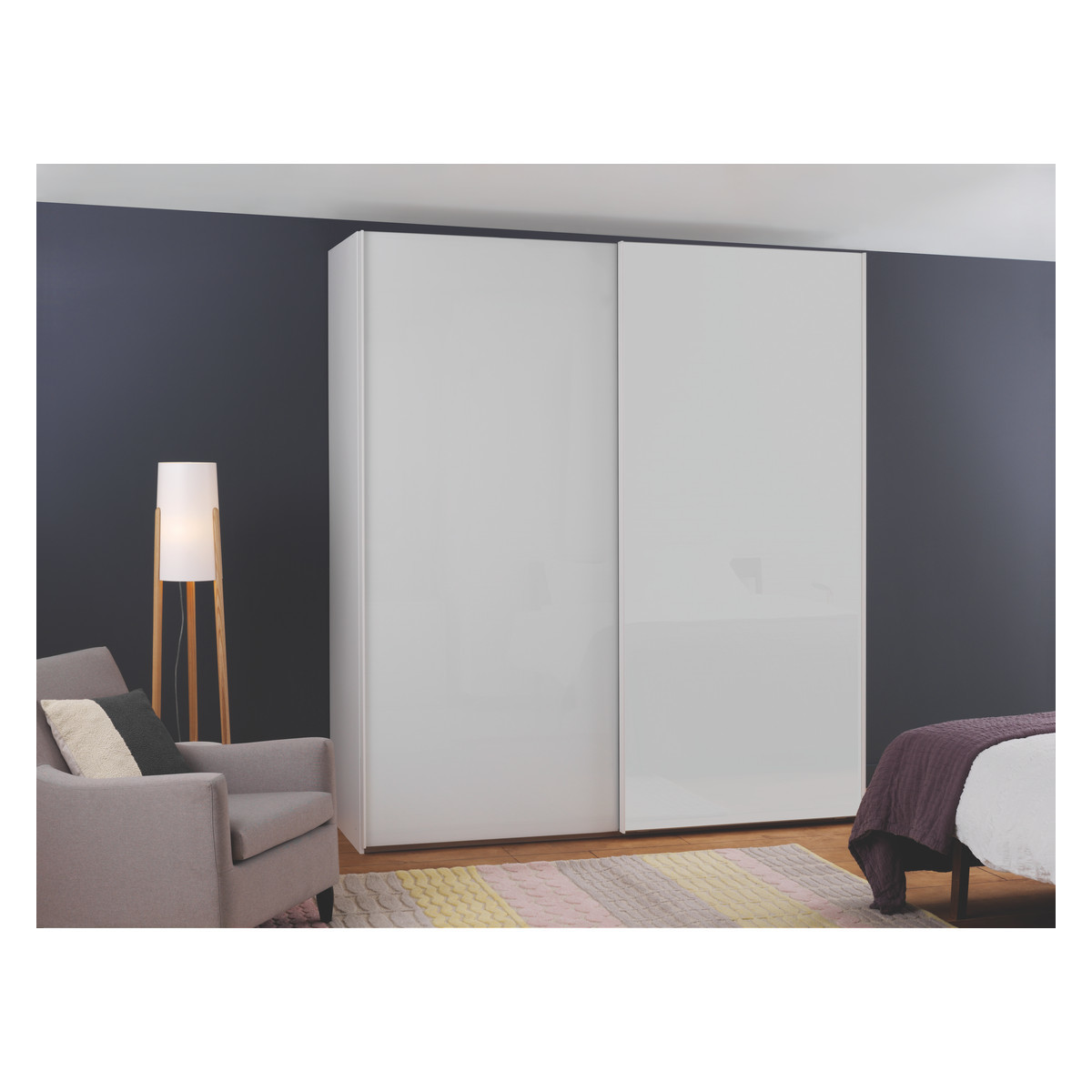 Kripton White Glass 2 Door Sliding Wardrobe W160 X H223Cm, White – image 4