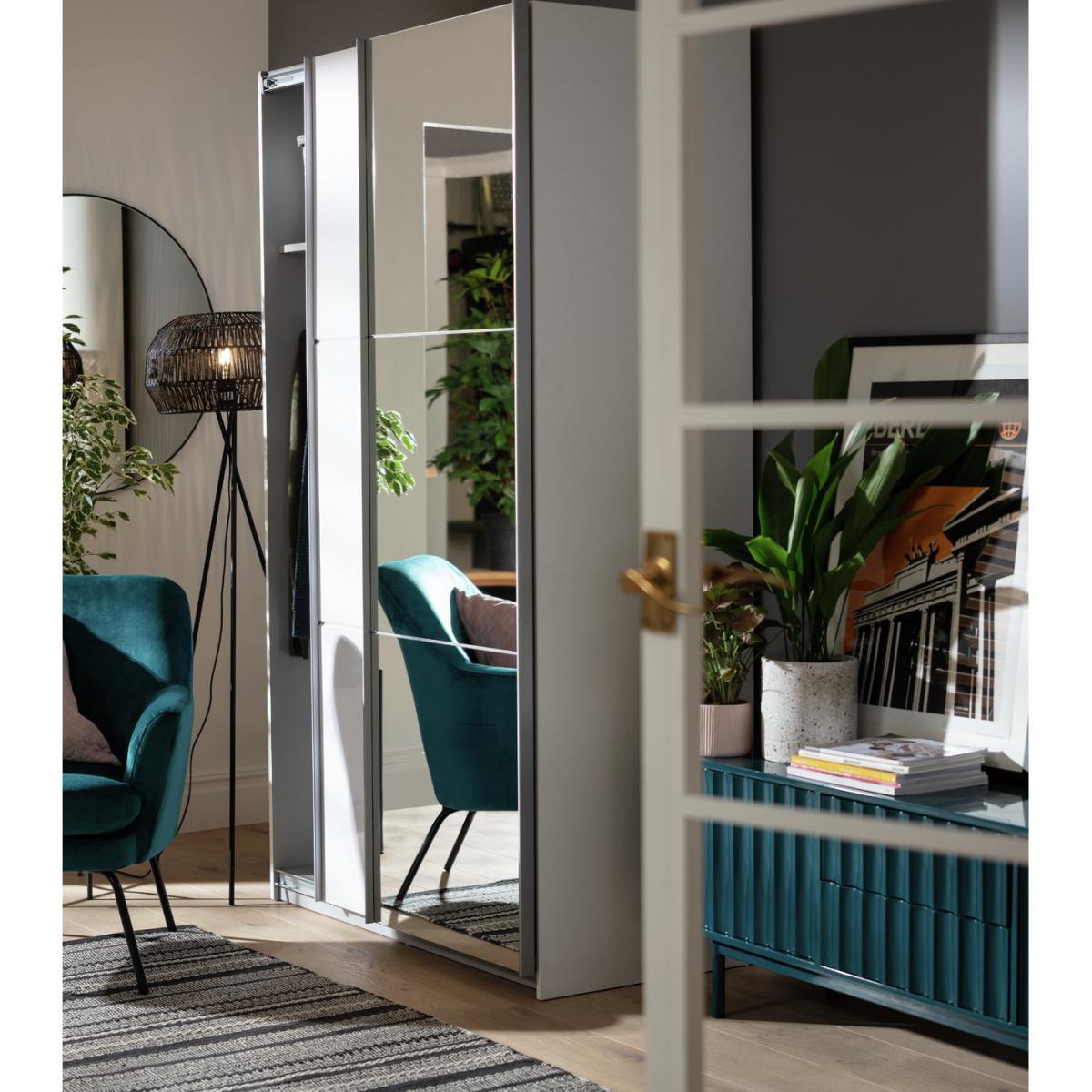Habitat Holsted Small White Gloss & Mirror Wardrobe – image 2