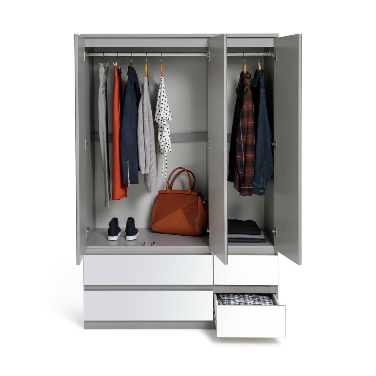 Habitat Jenson Gloss 3 Dr 4 Drw Mirrored Wardrobe - Grey – image 3