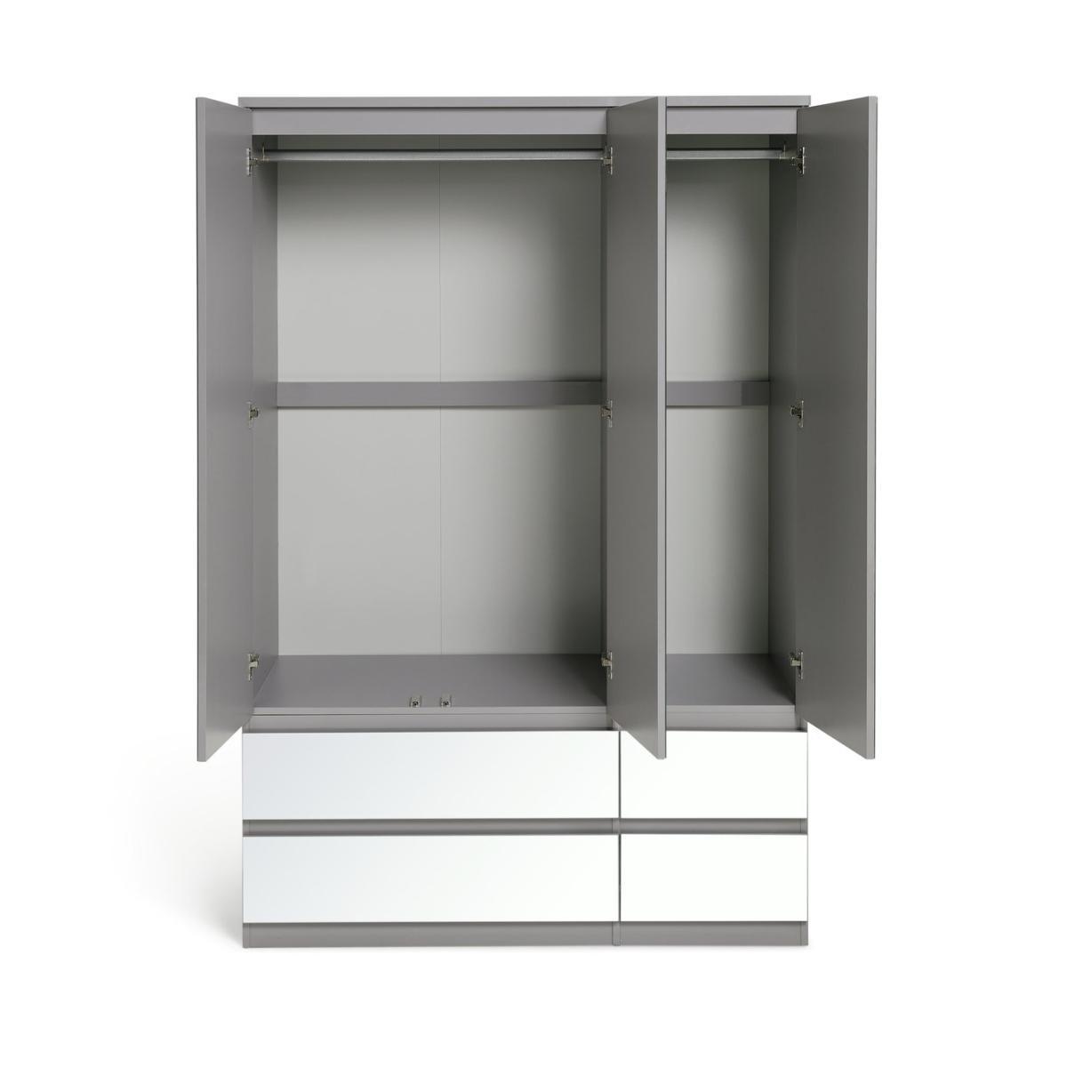 Habitat Jenson Gloss 3 Dr 4 Drw Mirrored Wardrobe - Grey – image 4