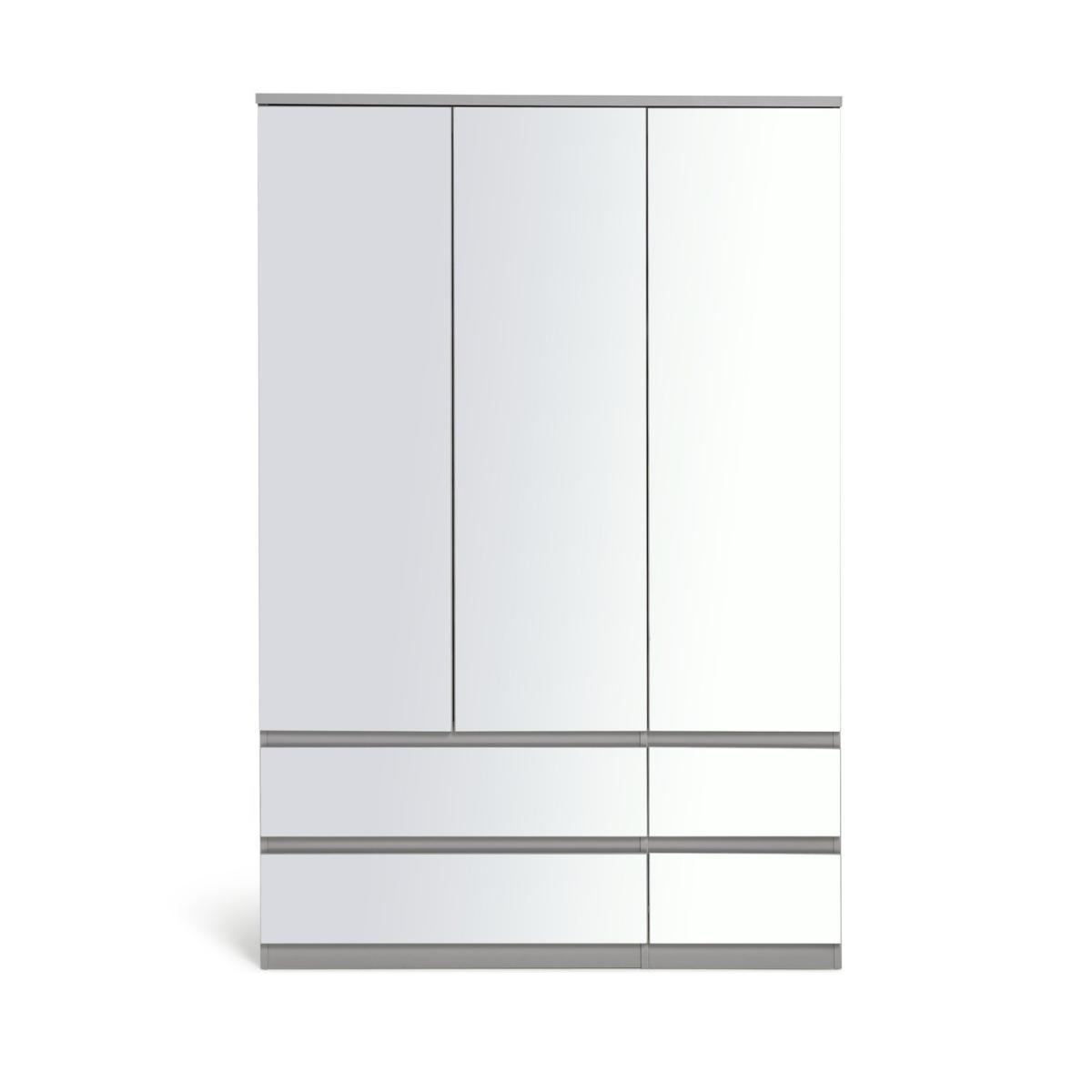 Habitat Jenson Gloss 3 Dr 4 Drw Mirrored Wardrobe - Grey – image 5