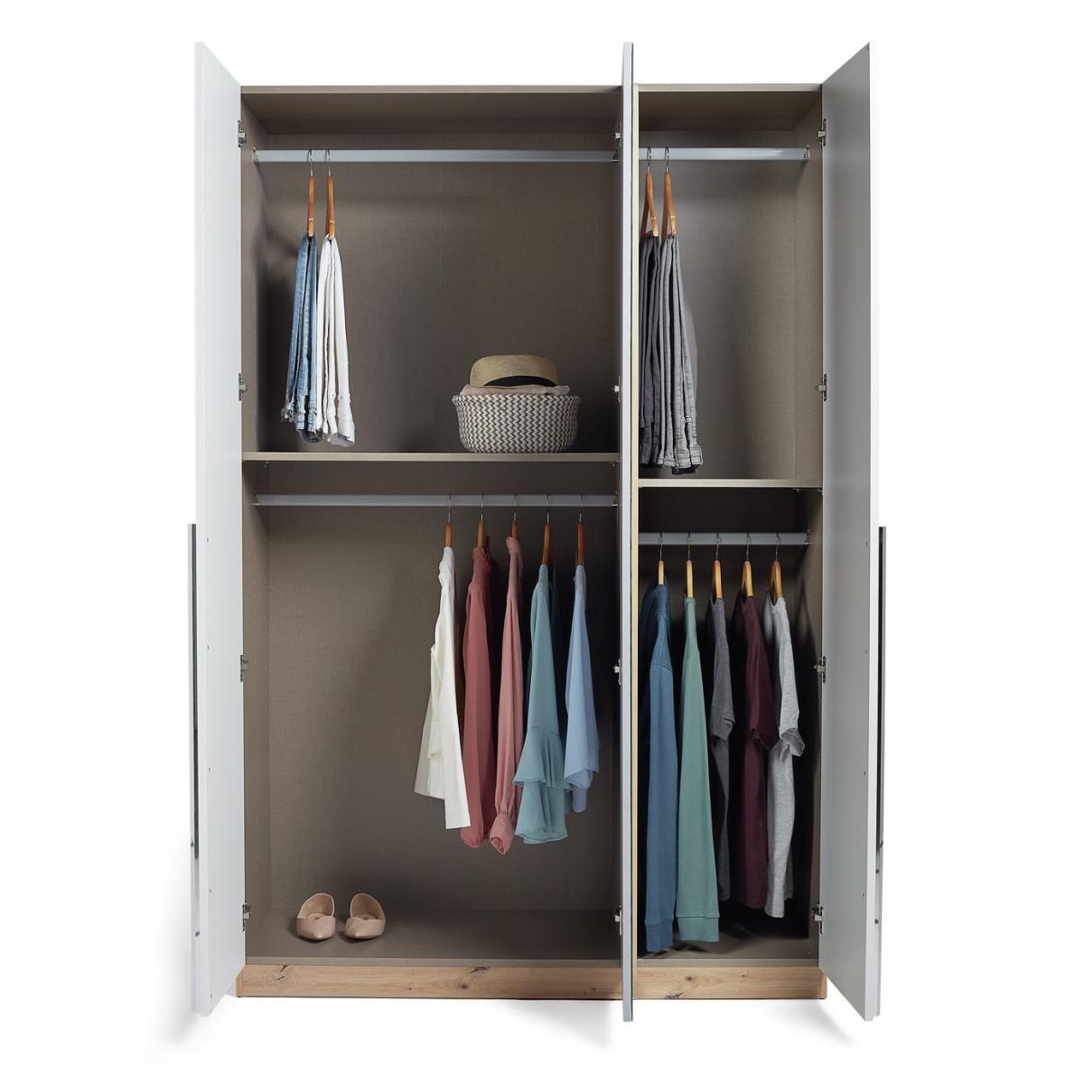Habitat Munich 3 Door Mirror Wardrobe -White & Oak Effect – image 4