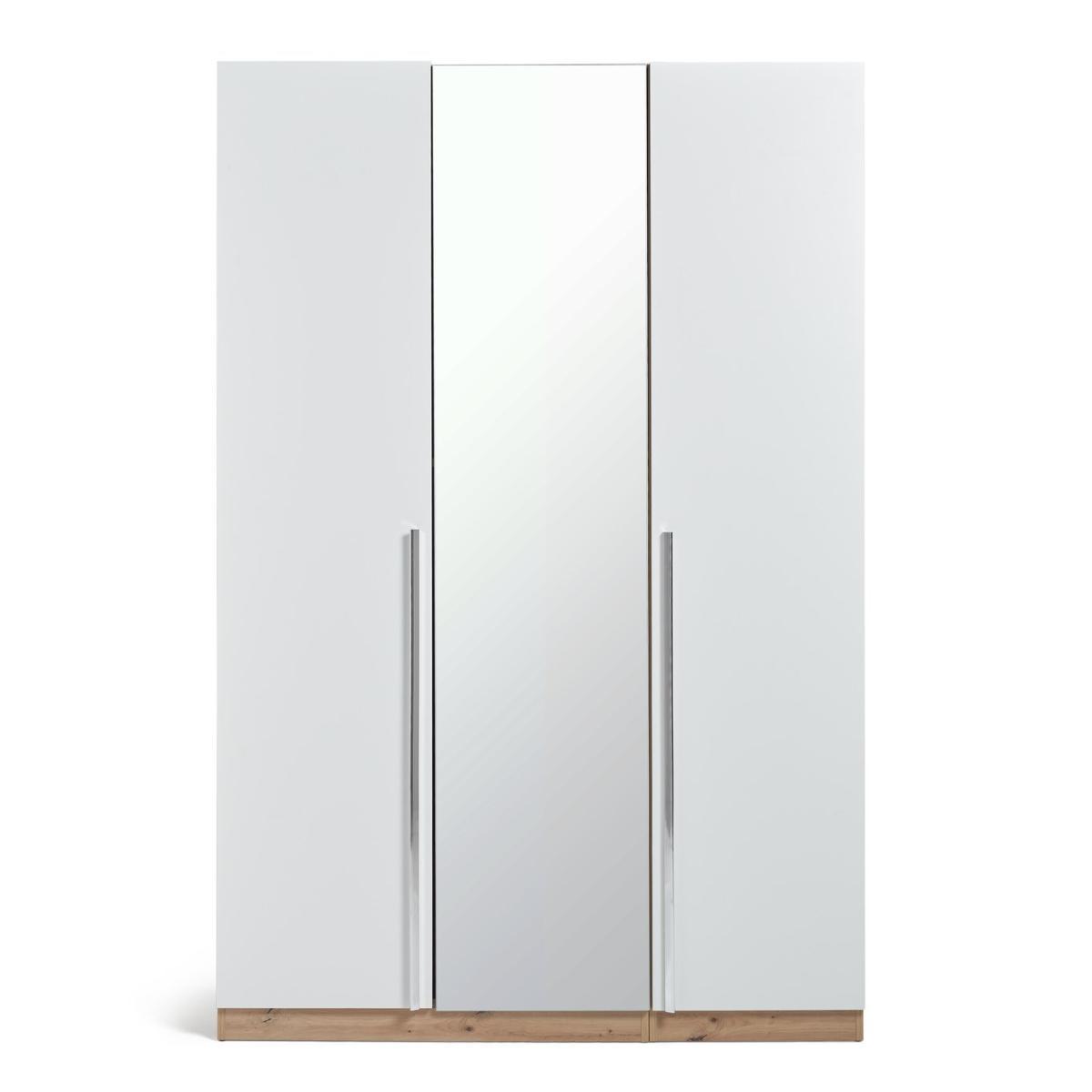 Habitat Munich 3 Door Mirror Wardrobe -White & Oak Effect – image 6
