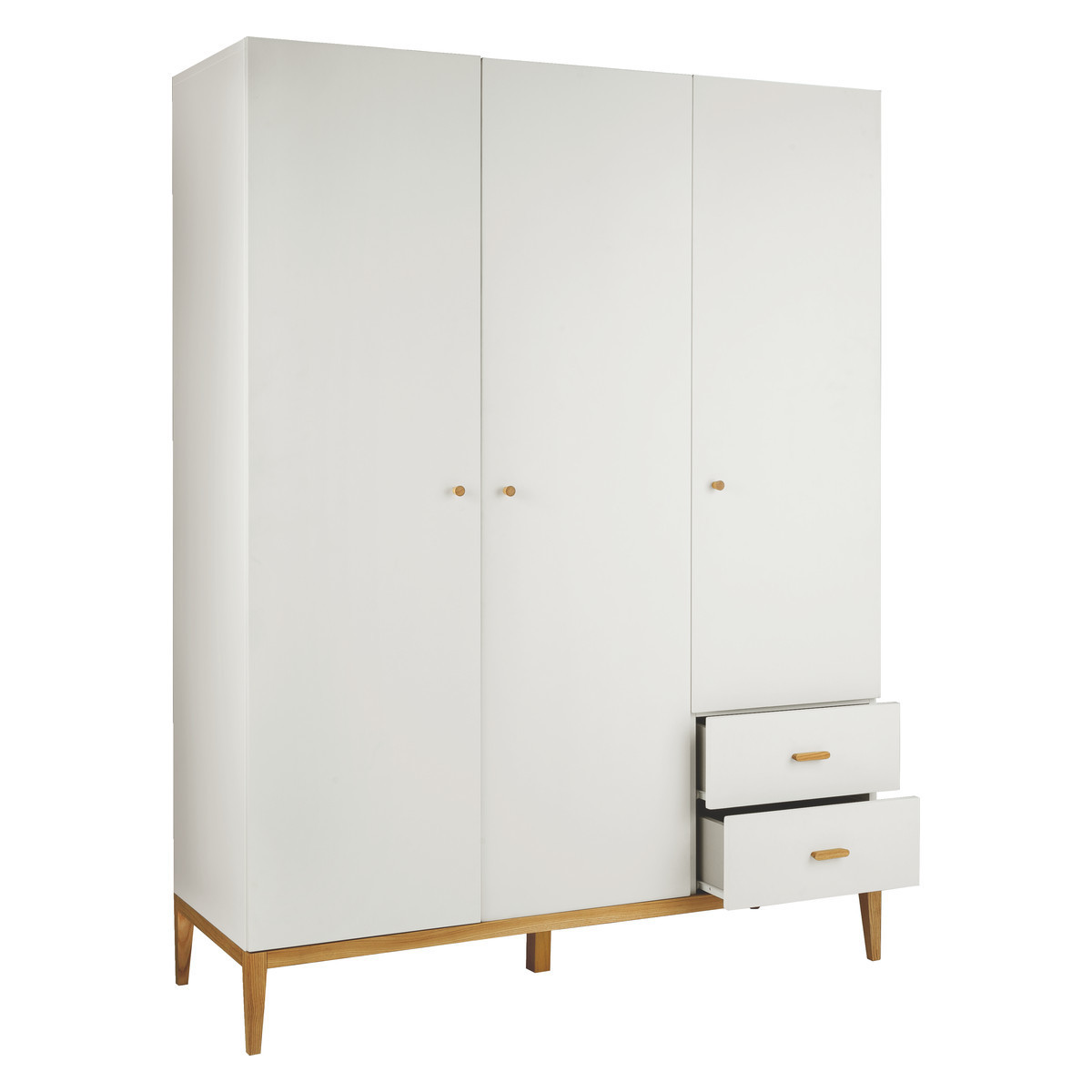 Tatsuma Ash White 3 Door Wardrobe, White And Ash – image 4