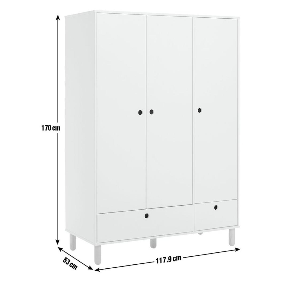 Habitat Kids Eden 3 Door 2 Drawer Wardrobe - White – image 3