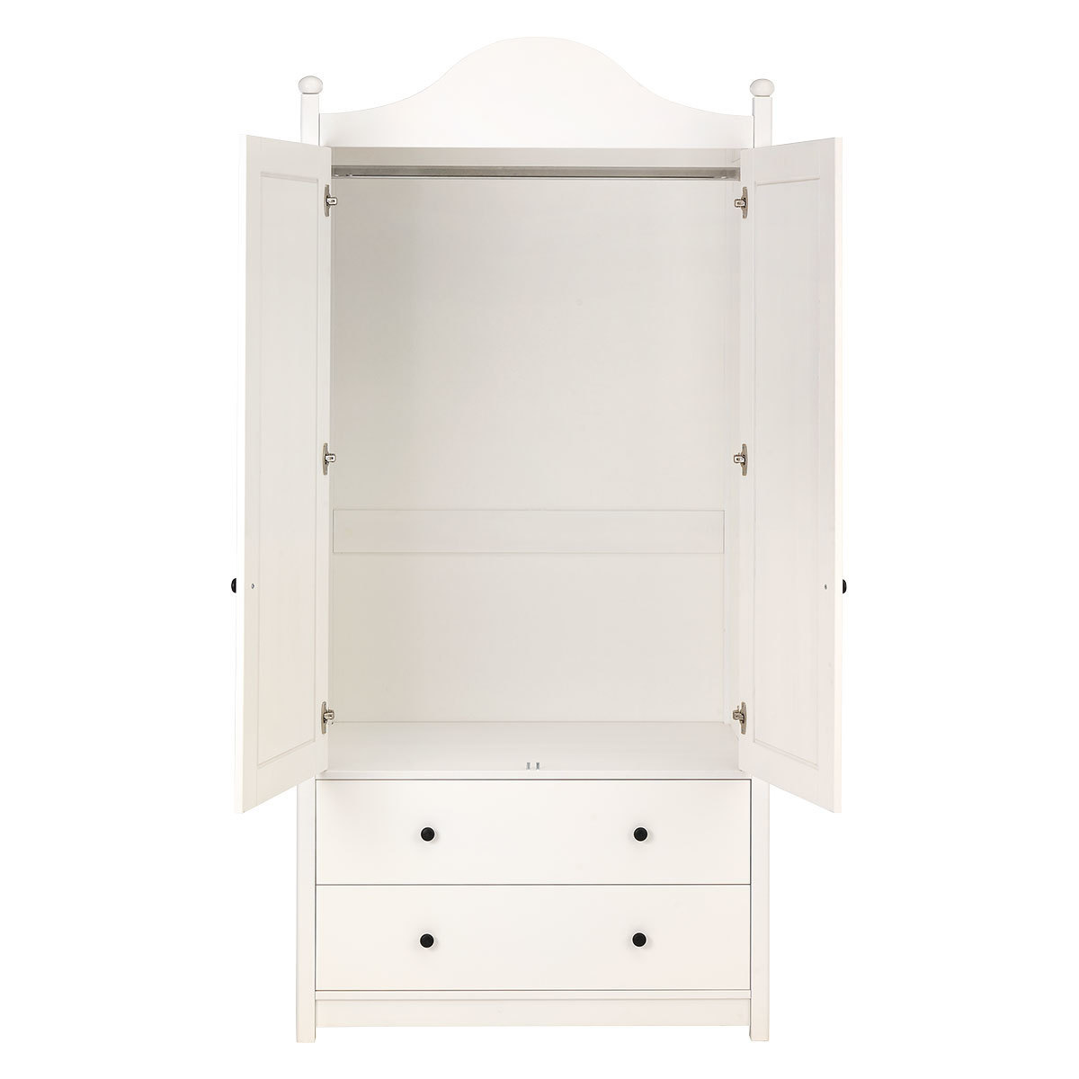 Minta White Painted 2 Door Wardrobe With 2 Drawers, White – image 4