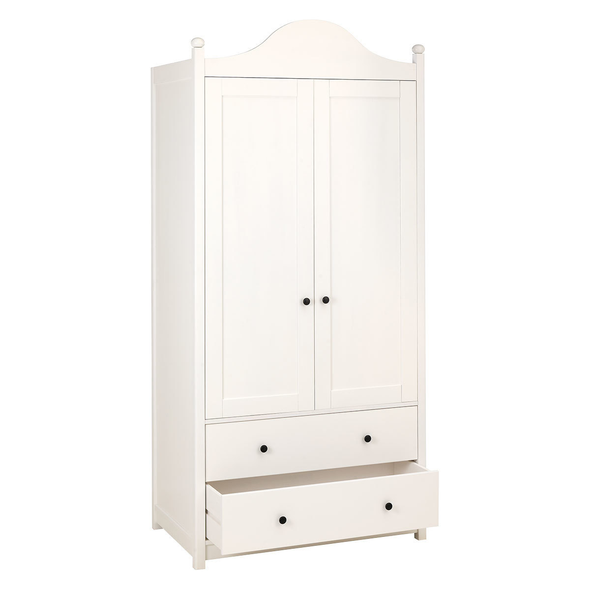 Minta White Painted 2 Door Wardrobe With 2 Drawers, White – image 5