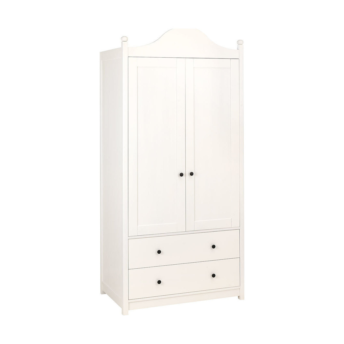Minta White Painted 2 Door Wardrobe With 2 Drawers, White – image 2