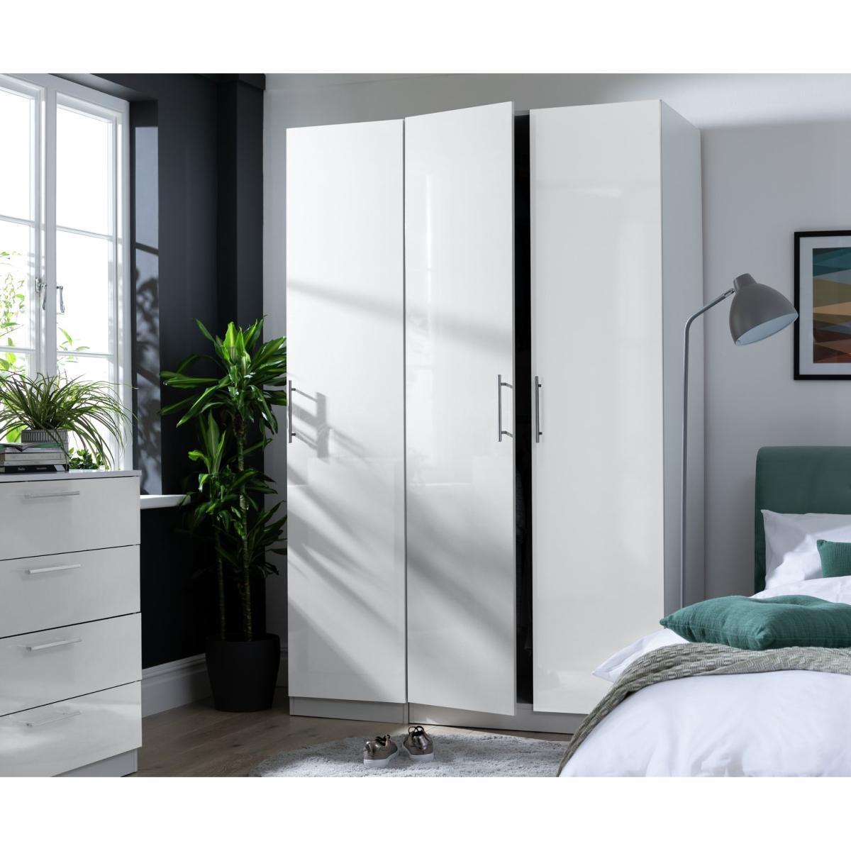 Habitat Munich 3 Door Wardrobe - White Gloss – image 2