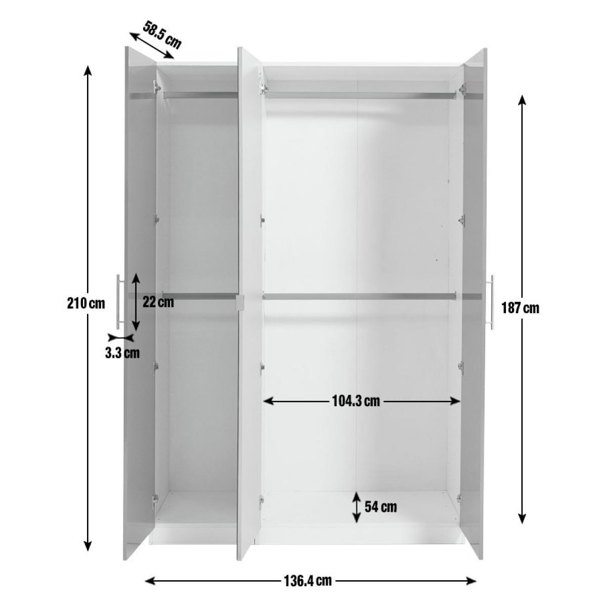 Habitat Munich 3 Door Wardrobe - White Gloss – image 3