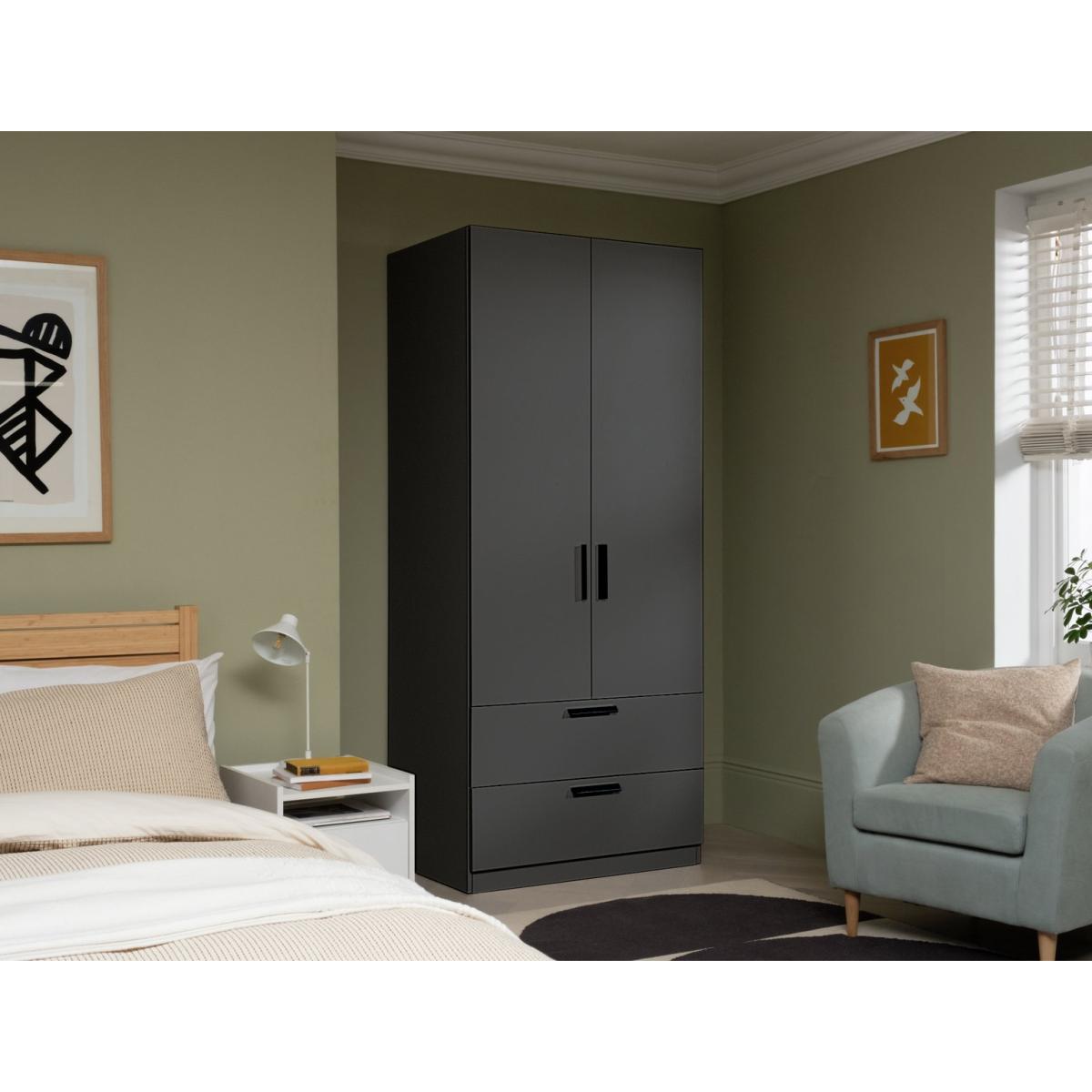 Habitat Munich 2 Door 2 Drawer Wardrobe - Anthracite – image 2