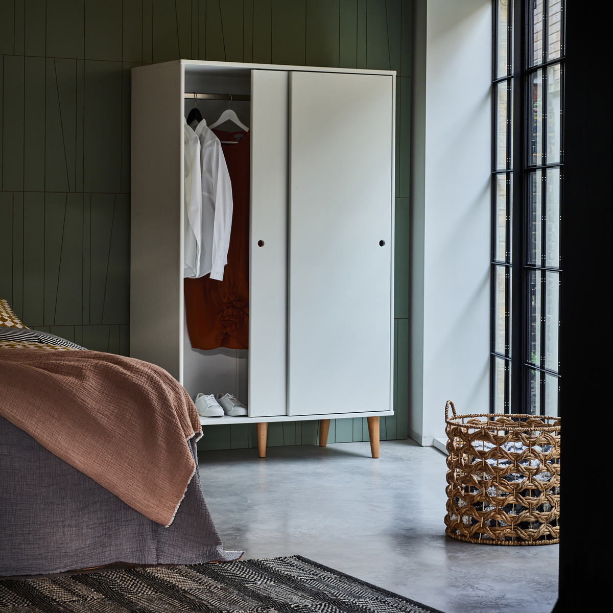 Cato White 2 Door Sliding Wardrobe, White – image 3