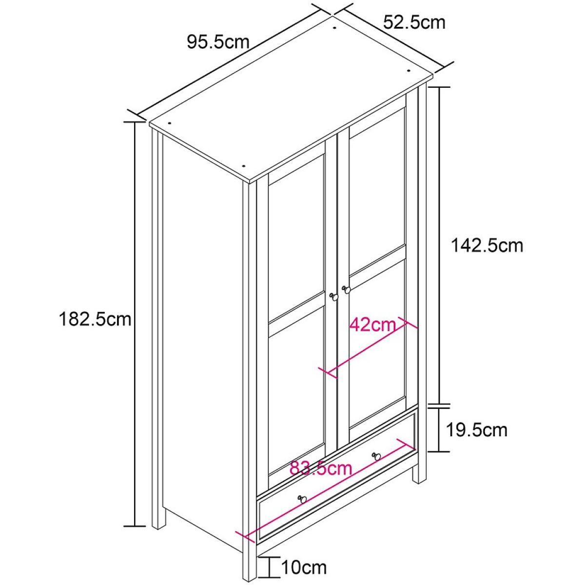 Helmsley 2 Door 1 Drawer Wardrobe – image 8