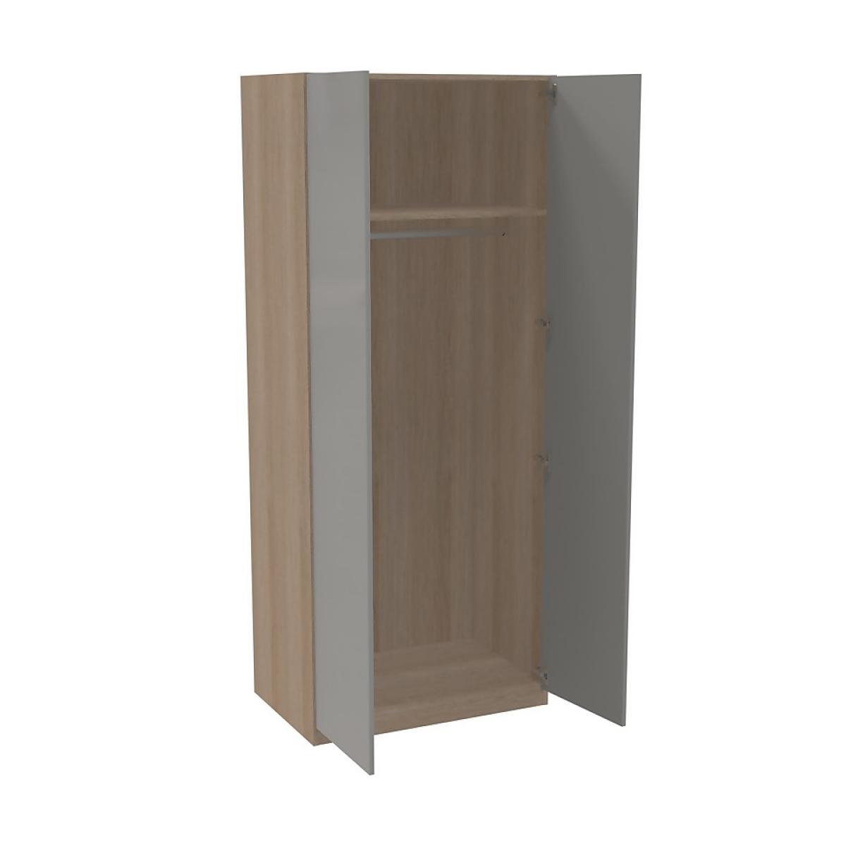House Beautiful Honest Double Wardrobe, Oak Effect Carcass - Gloss Grey Slab Door (W) 900mm x (H) 2196mm – image 2