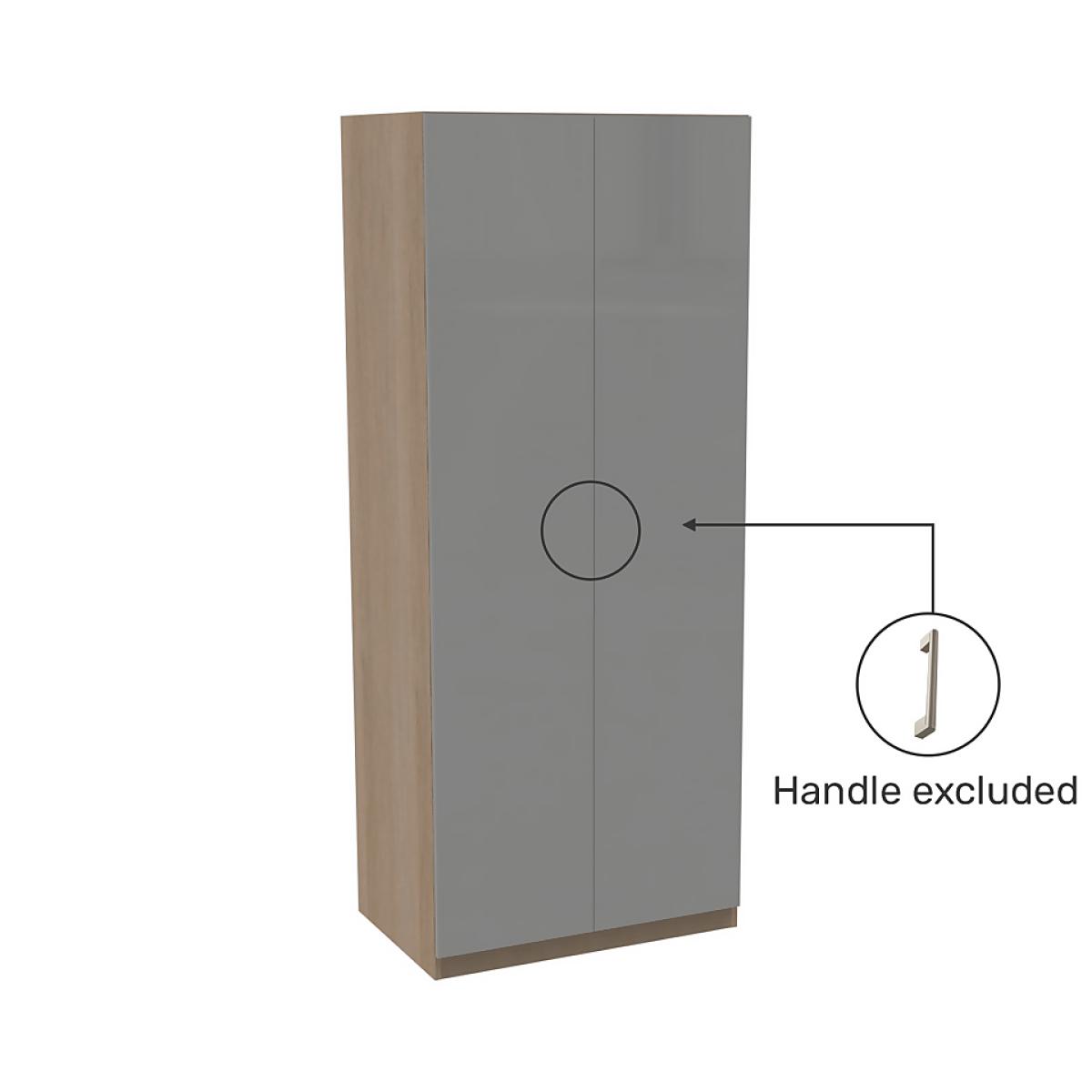 House Beautiful Honest Double Wardrobe, Oak Effect Carcass - Gloss Grey Slab Door (W) 900mm x (H) 2196mm – image 3