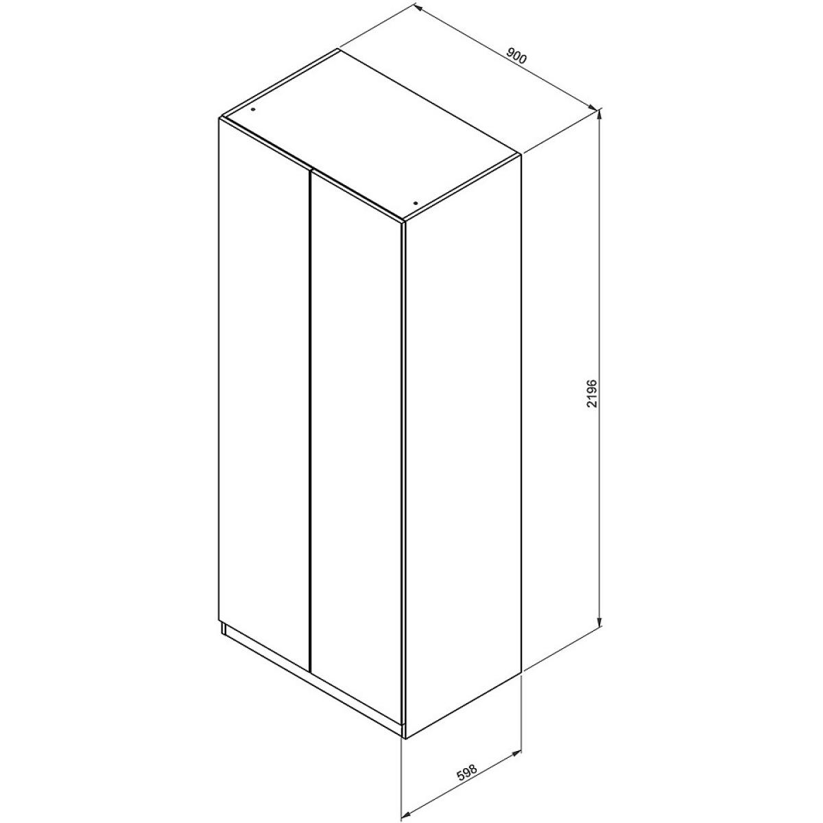 House Beautiful Honest Double Wardrobe, Oak Effect Carcass - Gloss Grey Slab Door (W) 900mm x (H) 2196mm – image 5