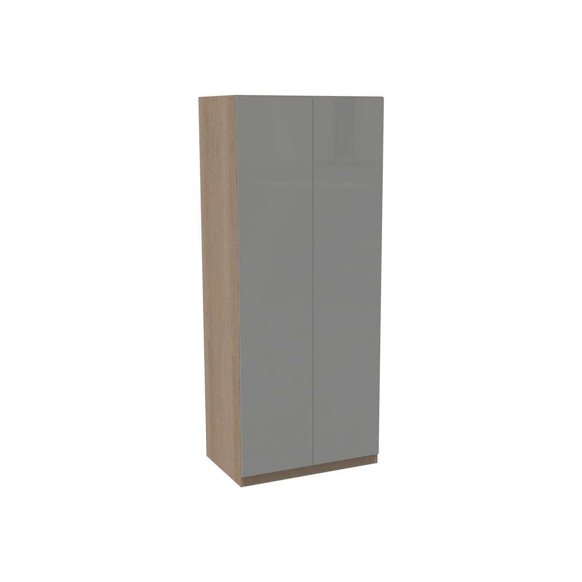 House Beautiful Honest Double Wardrobe, Oak Effect Carcass - Gloss Grey Slab Door (W) 900mm x (H) 2196mm – image 1